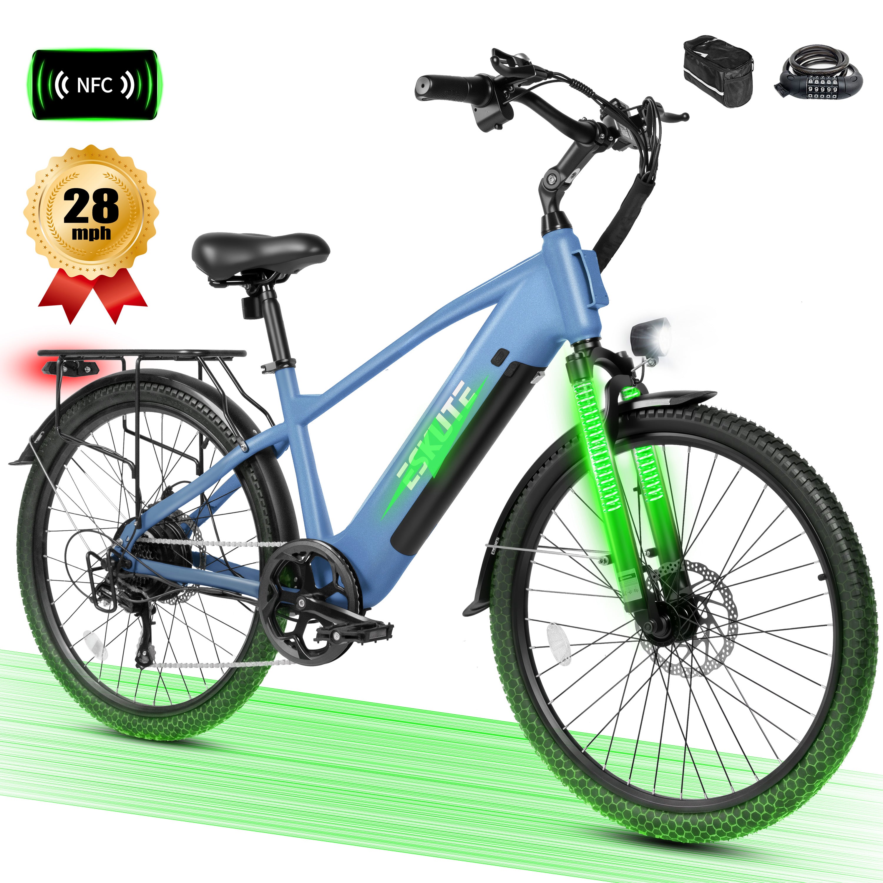 C200 70-Mile Electric Bike for Adults with 840Wh Removable Battery, 1300W Peak Power Ebike, Up to 28MPH Speed, 26" Tires, 7-Speed Adjustable Stem Step-Over E-Bicycle,Black