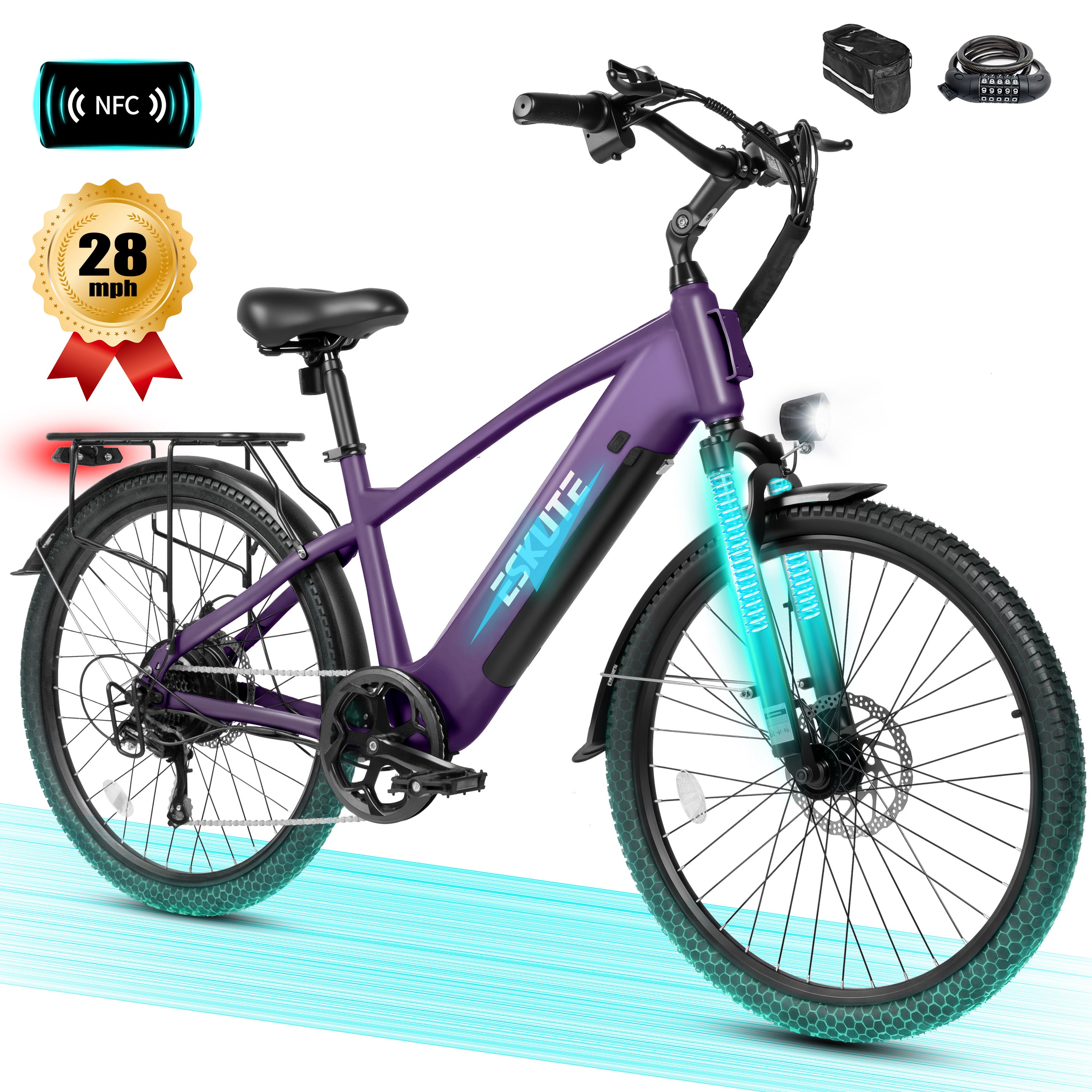 C200 70-Mile Electric Bike for Adults with 840Wh Removable Battery, 1300W Peak Power Ebike, Up to 28MPH Speed, 26" Tires, 7-Speed Adjustable Stem Step-Over E-Bicycle,Black
