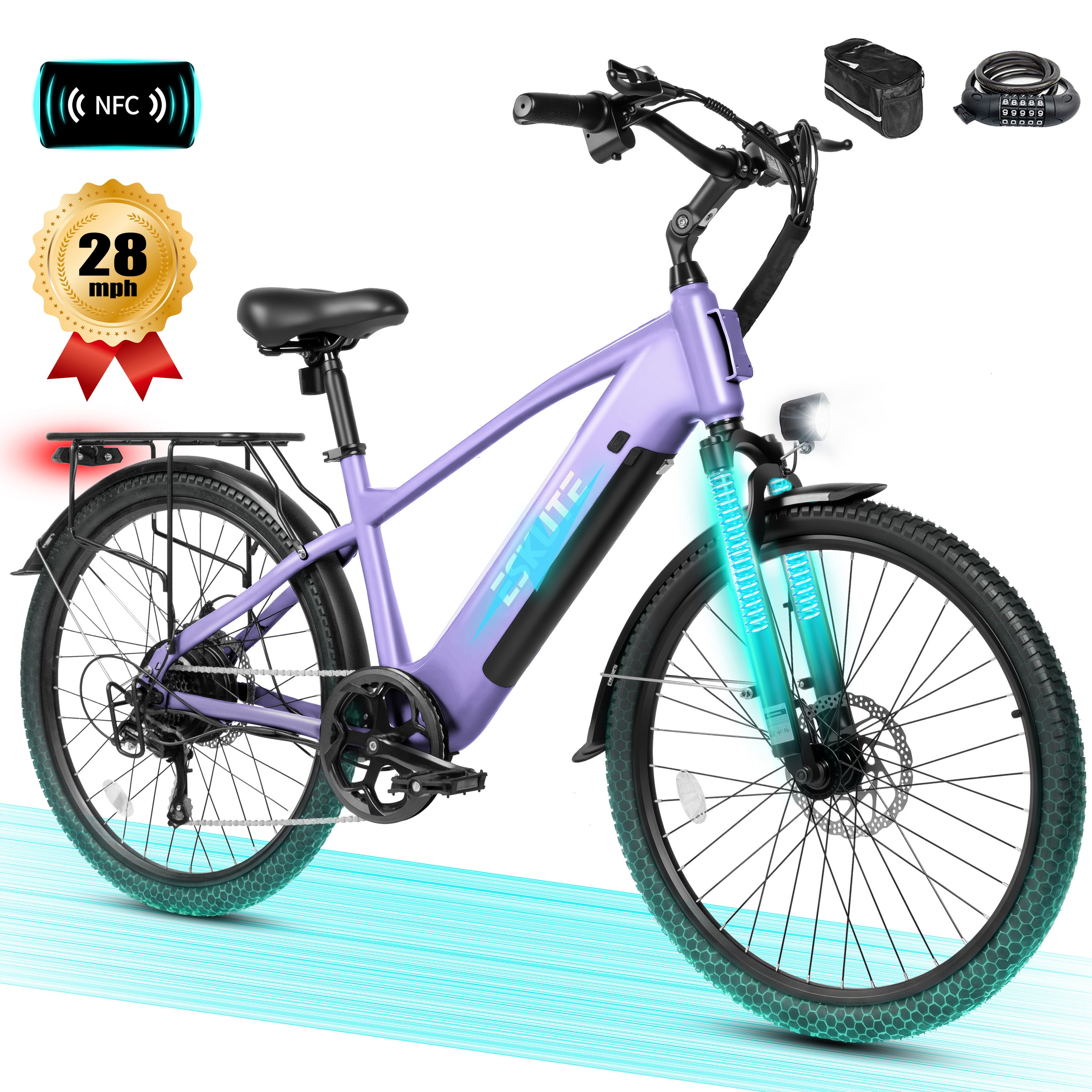 C200 70-Mile Electric Bike for Adults with 840Wh Removable Battery, 1300W Peak Power Ebike, Up to 28MPH Speed, 26" Tires, 7-Speed Adjustable Stem Step-Over E-Bicycle,Black