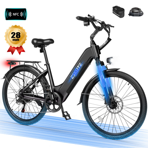 C200 Electric Bike for Adults, 1300W Peak Power Ebike, 28MPH Step-Thru E-Bicycle with 840Wh Removable Battery, Up to 70 Miles, 26" Tires, 7 Speed Adjustable Stem,Black