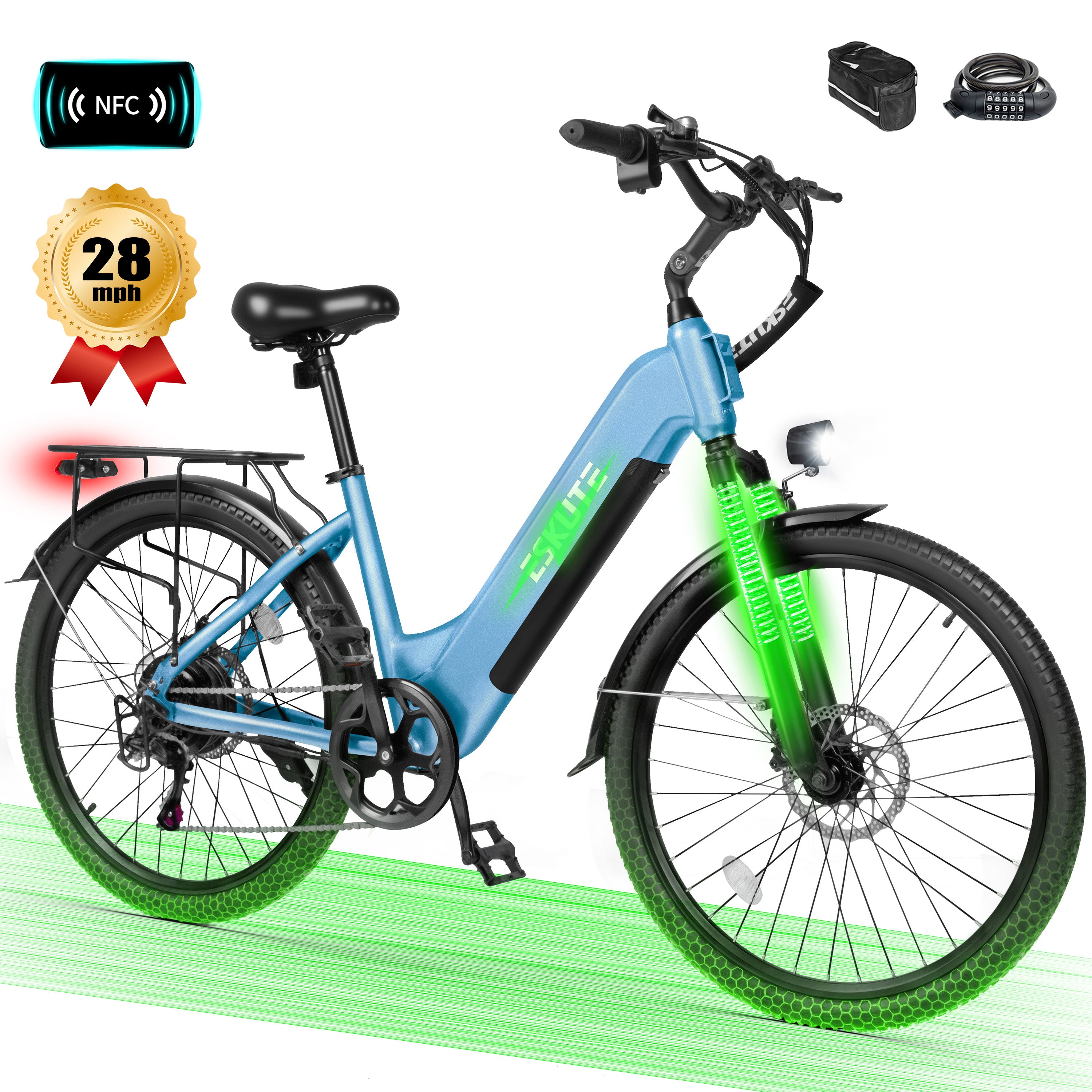 C200 Electric Bike for Adults, 1300W Peak Power Ebike, 28MPH Step-Thru E-Bicycle with 840Wh Removable Battery, Up to 70 Miles, 26" Tires, 7 Speed Adjustable Stem,Black