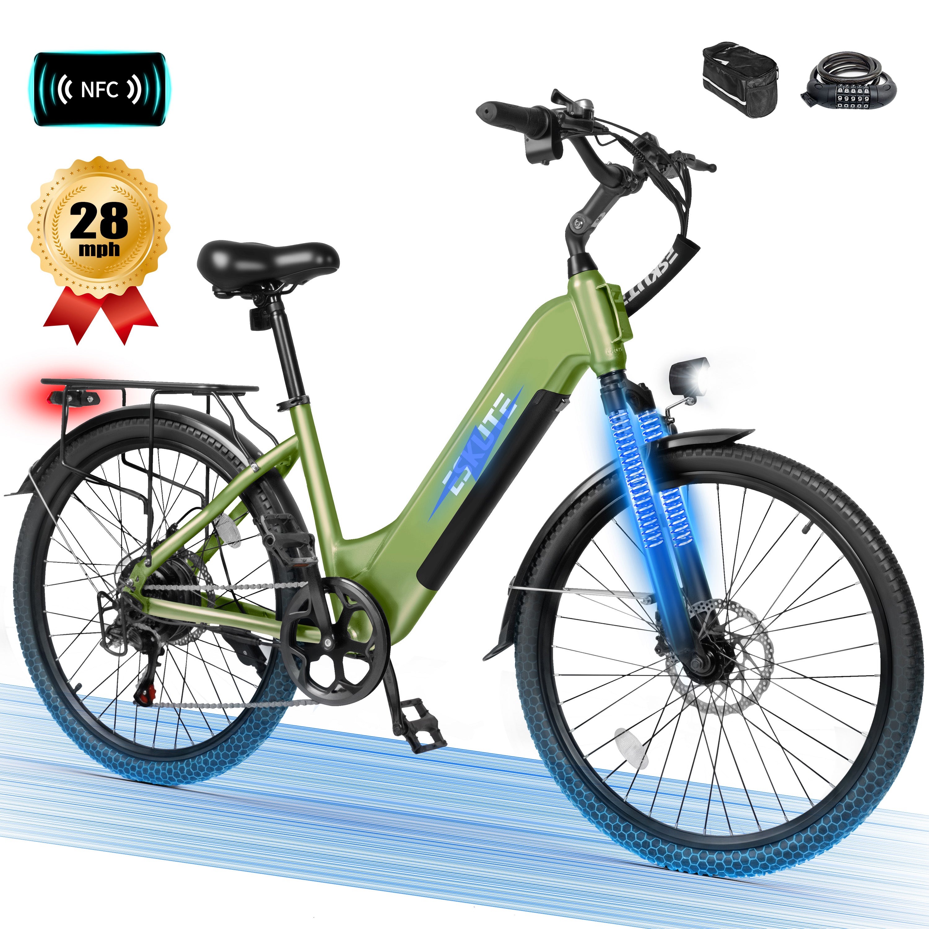 C200 Electric Bike for Adults, 1300W Peak Power Ebike, 28MPH Step-Thru E-Bicycle with 840Wh Removable Battery, Up to 70 Miles, 26" Tires, 7 Speed Adjustable Stem,Black