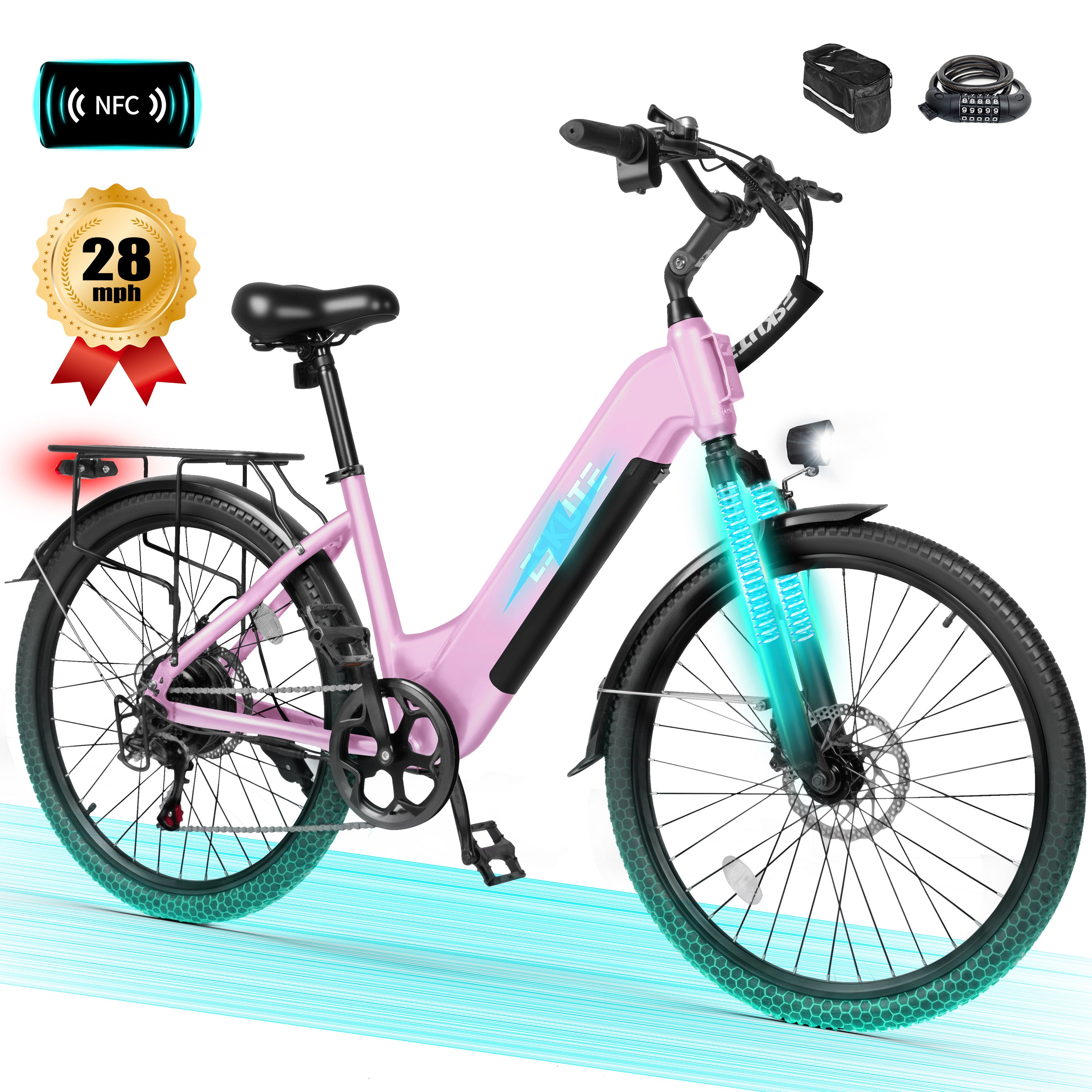C200 Electric Bike for Adults, 1300W Peak Power Ebike, 28MPH Step-Thru E-Bicycle with 840Wh Removable Battery, Up to 70 Miles, 26" Tires, 7 Speed Adjustable Stem,Black