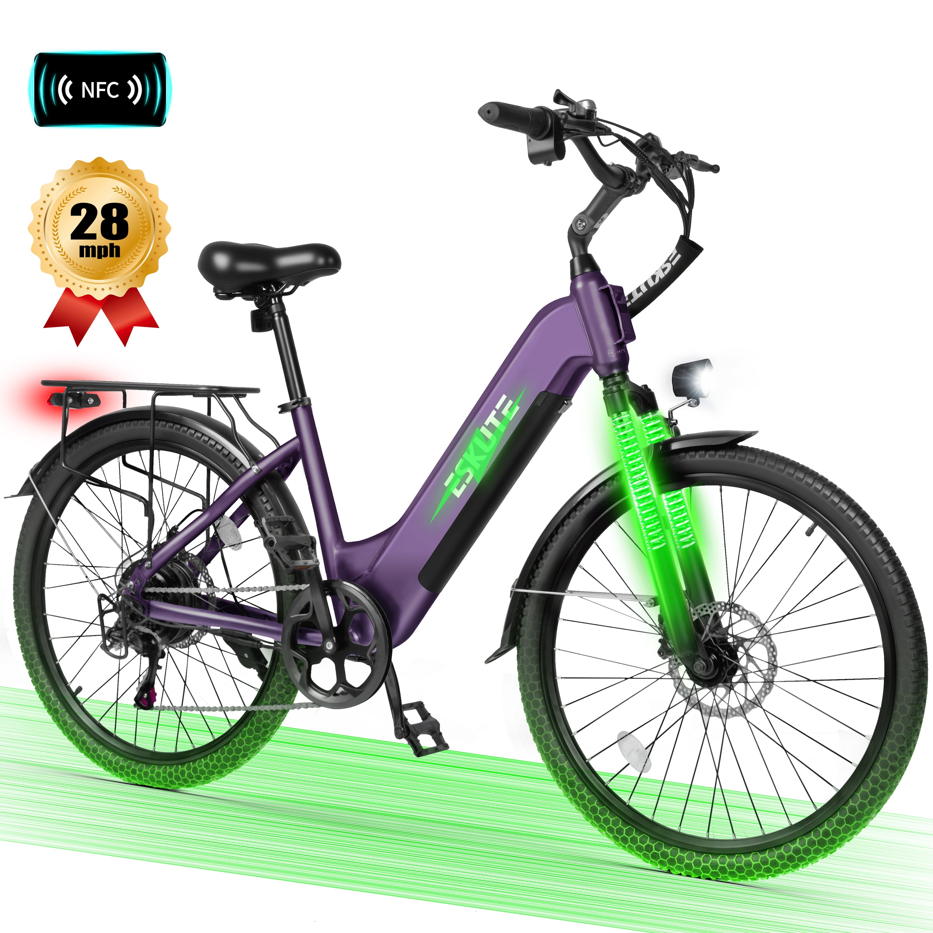 C200 Electric Bike for Adults, 1300W Peak Power Ebike, 28MPH Step-Thru E-Bicycle with 840Wh Removable Battery, Up to 70 Miles, 26" Tires, 7 Speed Adjustable Stem,Black