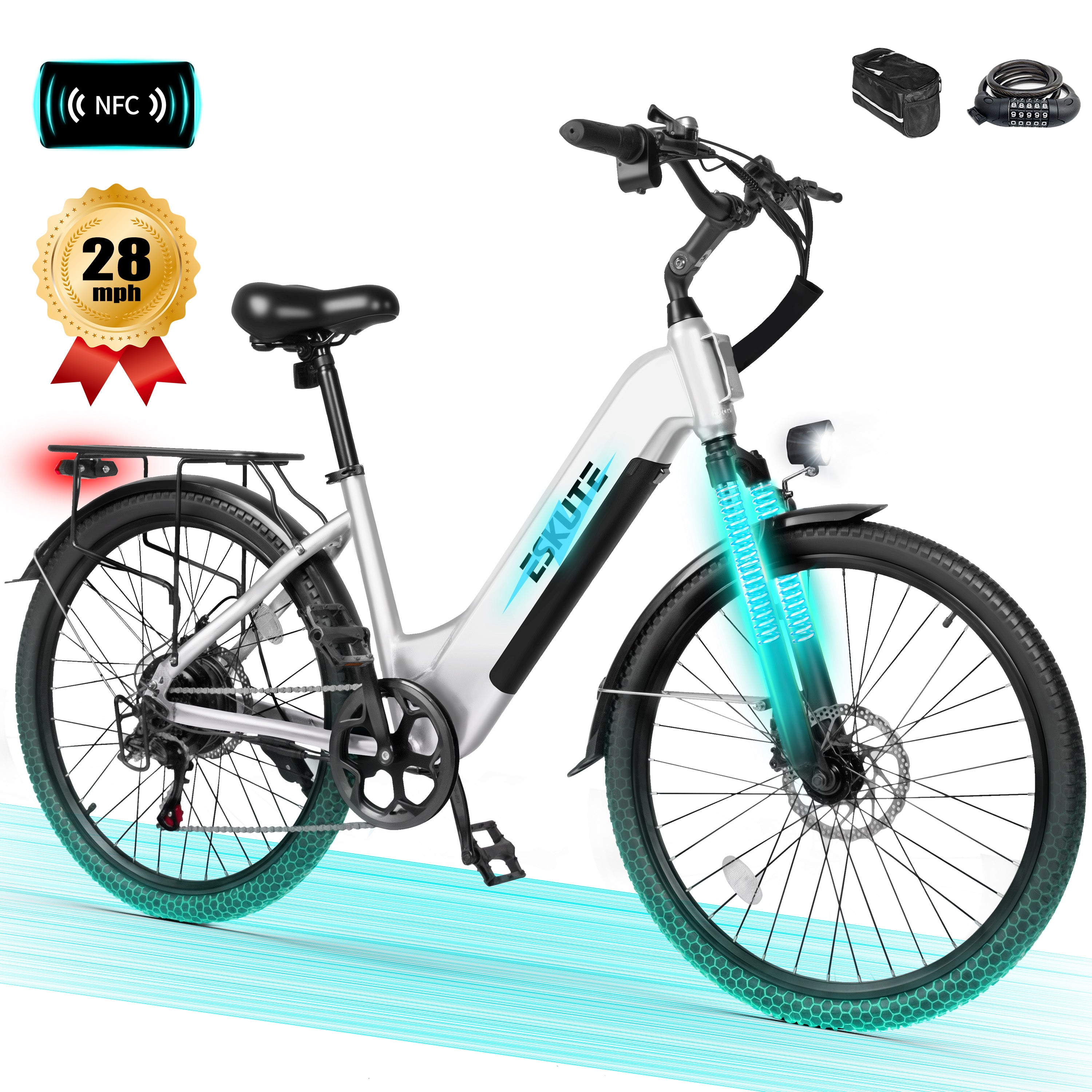 C200 Electric Bike for Adults, 1300W Peak Power Ebike, 28MPH Step-Thru E-Bicycle with 840Wh Removable Battery, Up to 70 Miles, 26" Tires, 7 Speed Adjustable Stem,Black