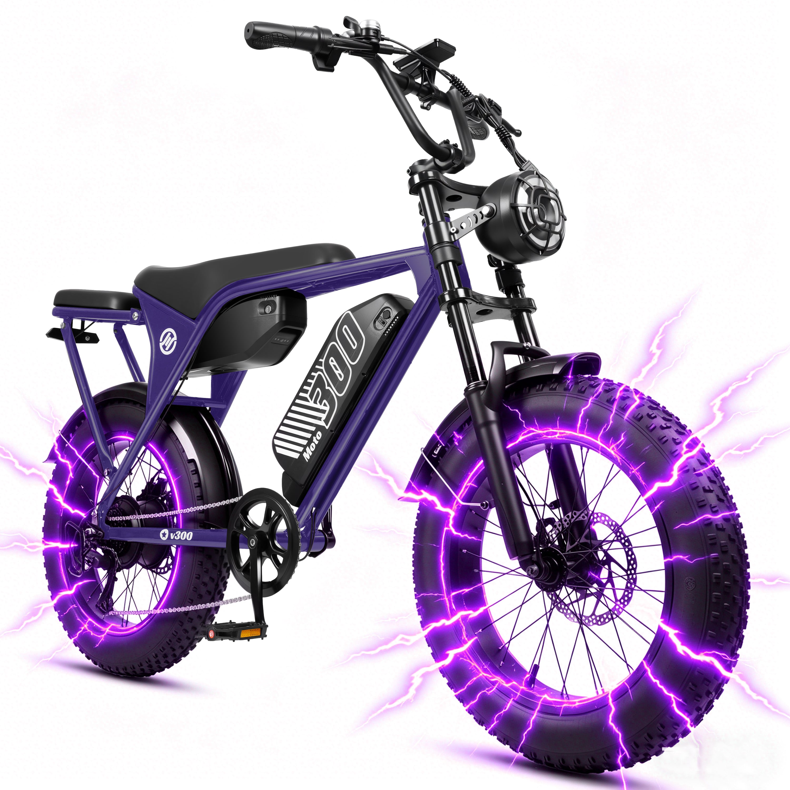 V300 Electric Dirt Bike for Adults & Teens, 1500W Motor, 35 MPH Max Speed, 52V 20.8Ah Removable Battery, 20" x 4.0" Fat Tires, 7-Speed, NFC Unlock Black
