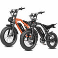 ESKUTE 2 Pcs V200 Electric Bike for Adults & Teens, 29MPH, 80 Miles Range, 48V 20.8Ah Battery, 20" x 4.0 Fat Tire, Dual Suspension, 7-Speed Off-Road Ebike Black & Orange,
