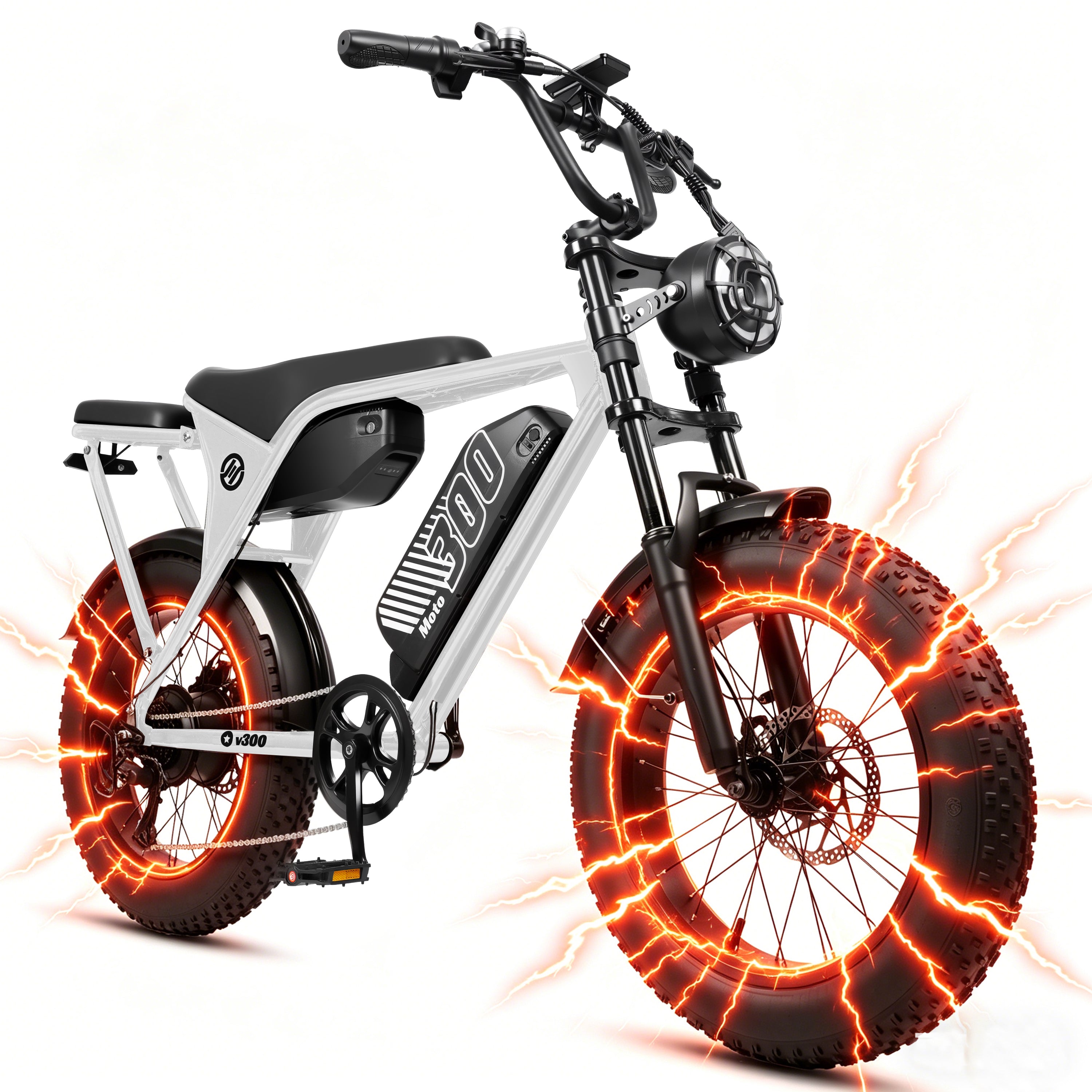 V300 Electric Dirt Bike for Adults & Teens, 1500W Motor, 35 MPH Max Speed, 52V 20.8Ah Removable Battery, 20" x 4.0" Fat Tires, 7-Speed, NFC Unlock Black