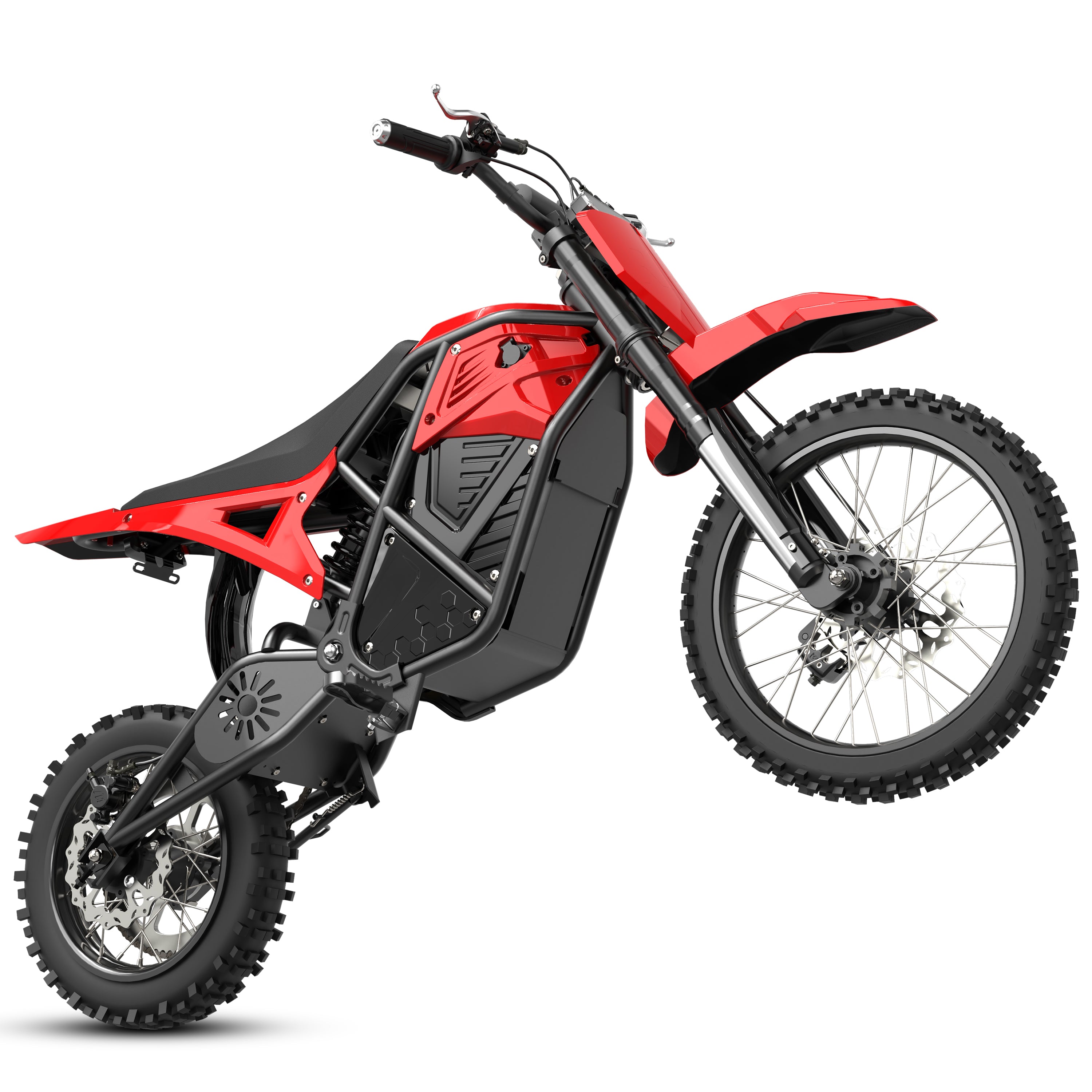 ESKUTE Novamini Electric Dirt Bike for Teens & Adults, 3500W Peak Mid-Drive Motor, 38 MPH Off-Road E-Bike, 48V 23Ah Battery, 14"/12" Wheels, Hydraulic Dual Shock Suspension Red