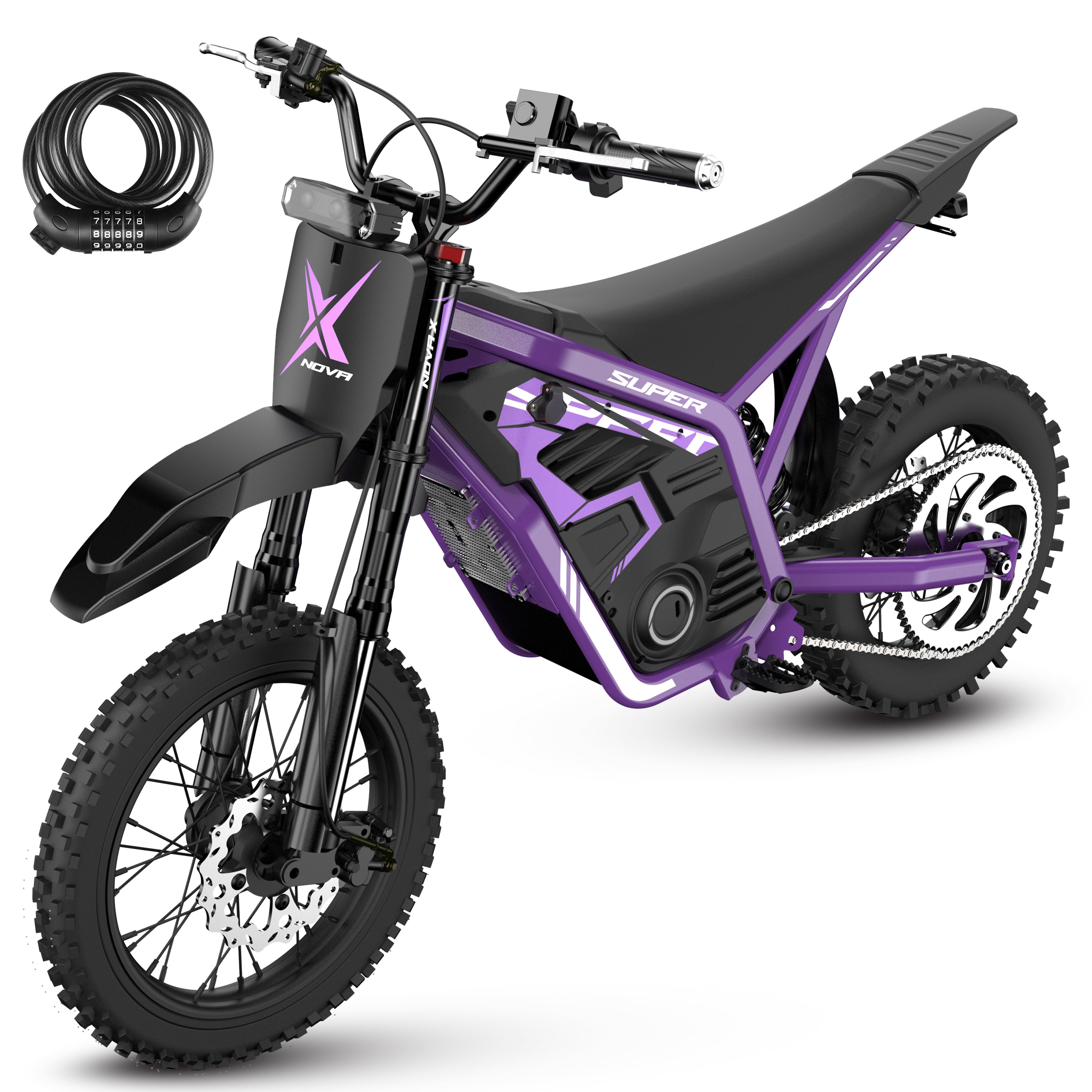 NOVA X 4000W Electric Dirt Bike for Adults/Teens, 46MPH Fast Electric Motorcycle, 48V 22.8Ah Long Range Battery, Full Suspension, Hydraulic Brakes,Black