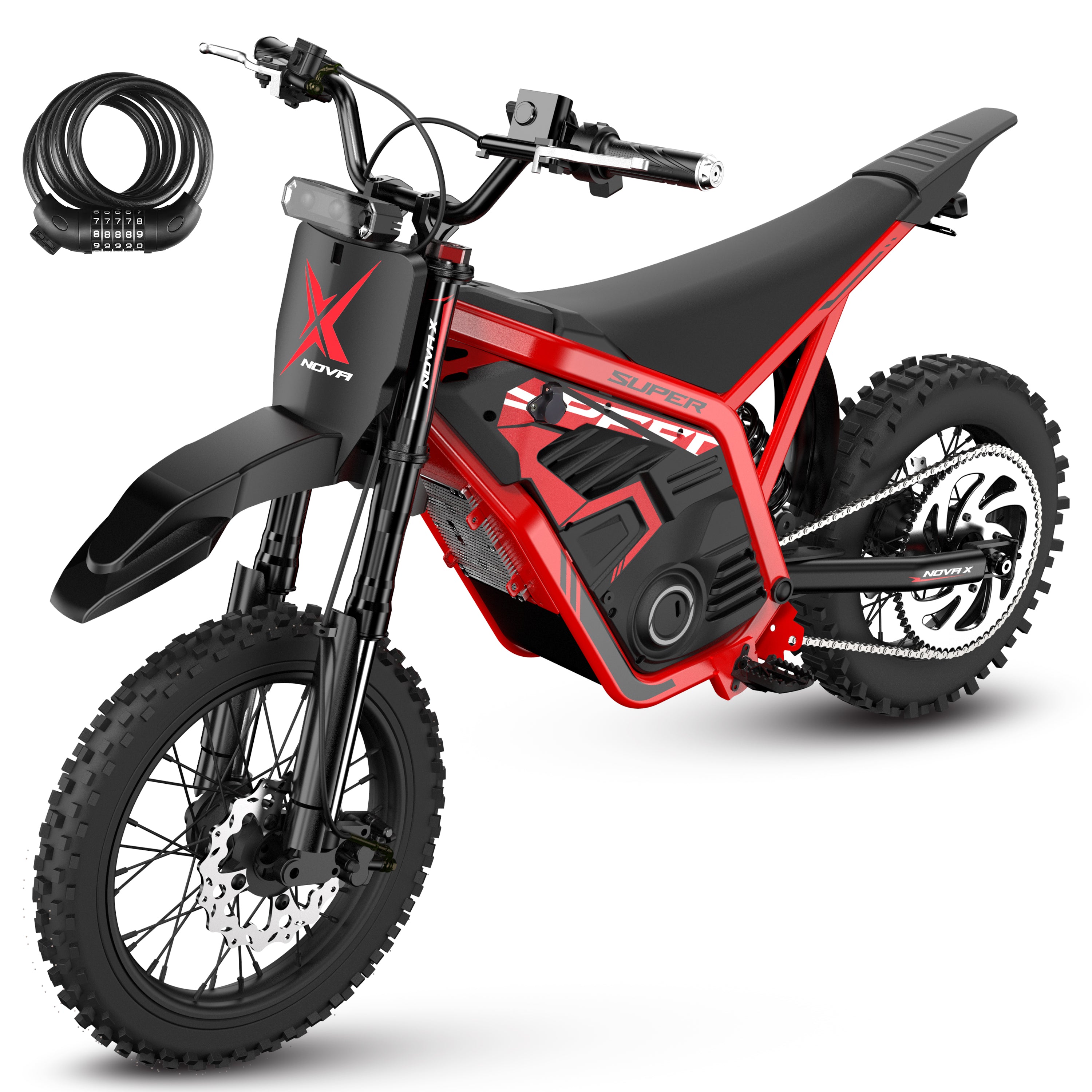 NOVA X 4000W Electric Dirt Bike for Adults/Teens, 46MPH Fast Electric Motorcycle, 48V 22.8Ah Long Range Battery, Full Suspension, Hydraulic Brakes,Black