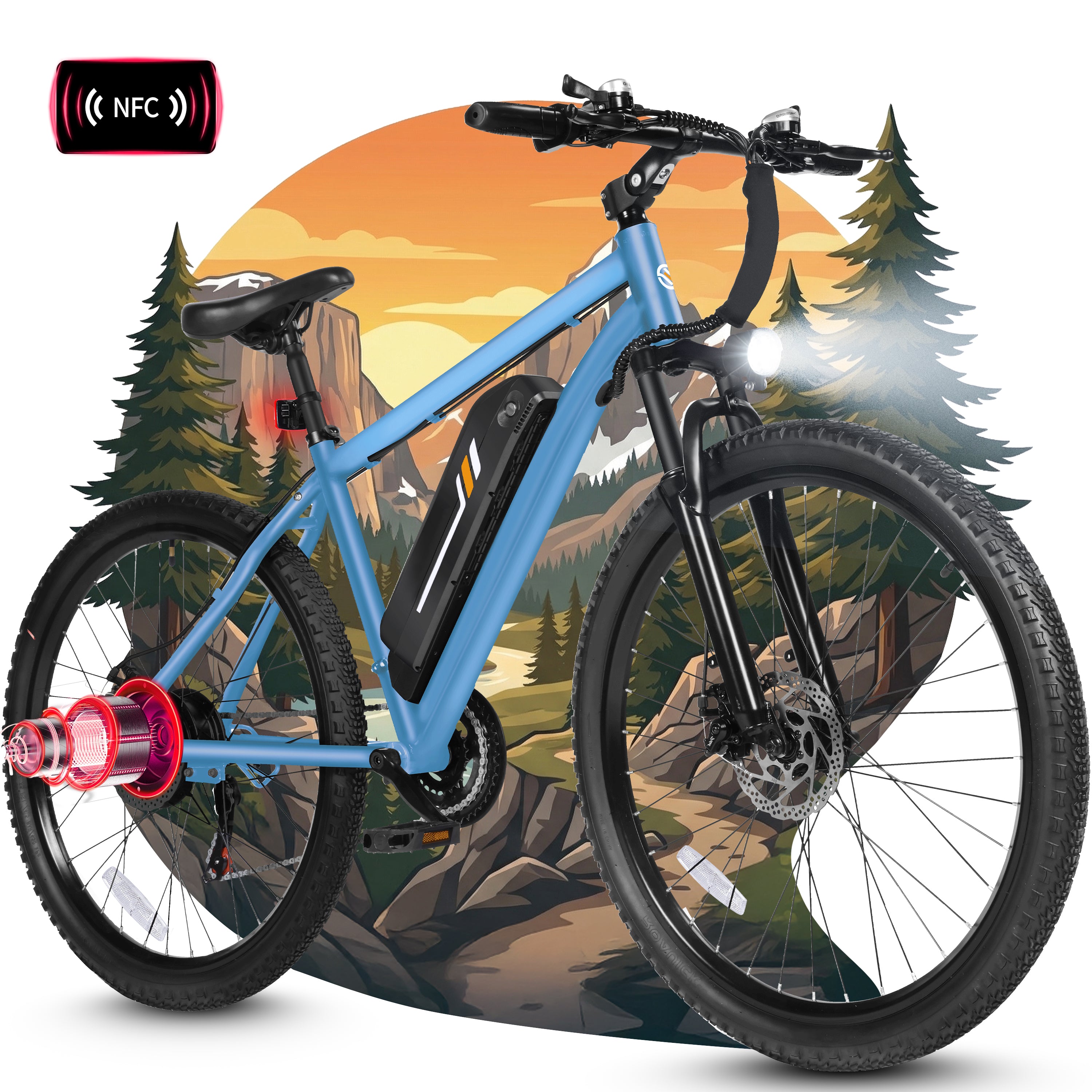 M200P-750W Electric Bike for Adults, 27.5” Mountain E-Bike, 21-Speed, 750W Peak Brushless Motor, 19MPH, 48V 13Ah Removable Battery, NFC Unlock, Step-Over Design Black