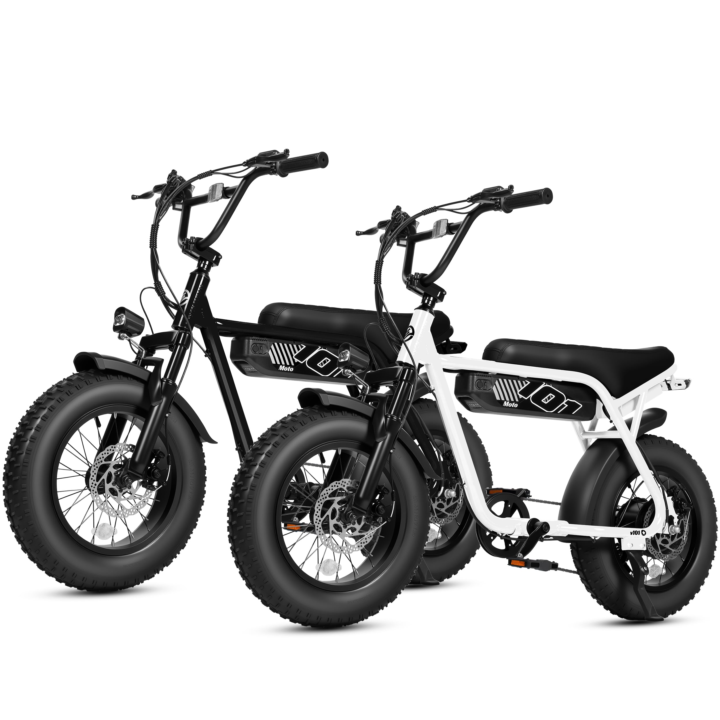 ESKUTE 2 Pcs V101 Electric Bike for Adults & Teens 750W Peak 1500W, 28MPH, 48V 13Ah Battery, 16"x4.0" Fat Tire E-Bike, 7-Speed, Front Suspension, All-Terrain Ebike Black & Black