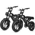 ESKUTE 2 Pcs V100 Electric Bikes for Teens & Adults – 750W (Peak 1500W), 28 MPH, 48V 13Ah, 16"x4.0" Fat Tire, 7-Speed E-Bike with Dual Suspension Black & Black