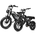 ESKUTE V100 & V300 Electric Bikes for Teens Adults, 750W–1500W Peak Motor, 28–30+MPH, 48V–52V Removable Battery, Fat Tires, 7-Speed E-Bike with Dual Suspension, Black & Black