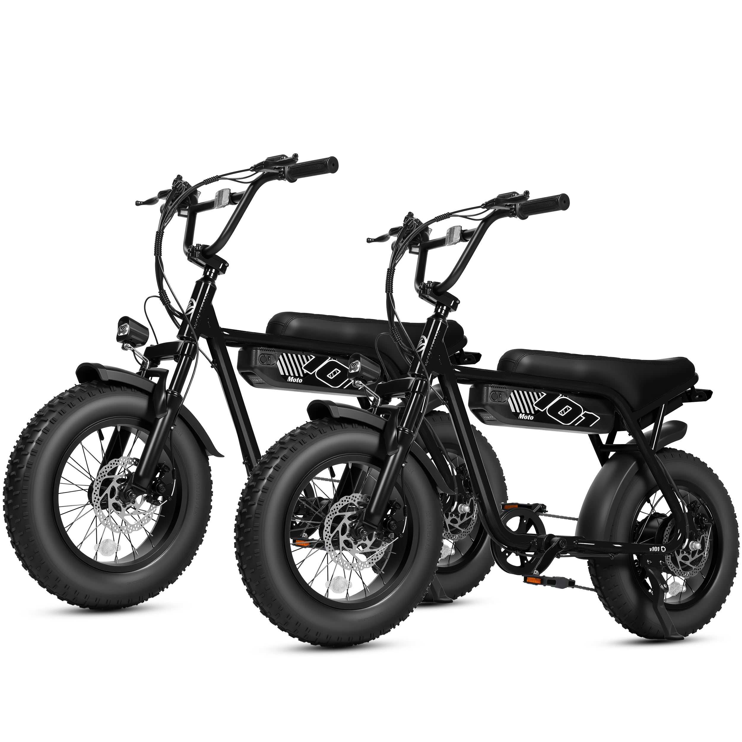 ESKUTE 2 Pcs V101 Electric Bike for Adults & Teens 750W Peak 1500W, 28MPH, 48V 13Ah Battery, 16"x4.0" Fat Tire E-Bike, 7-Speed, Front Suspension, All-Terrain Ebike Black & Black