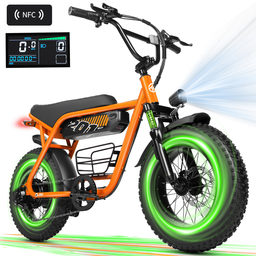 ESKUTE V201 Electric Bike for Adults & Teens 750W Peak 1500W, 30MPH, 48V 15Ah Battery, 20"x4.0" Fat Tire 7-Speed, Front Suspension, All-Terrain Ebike Black