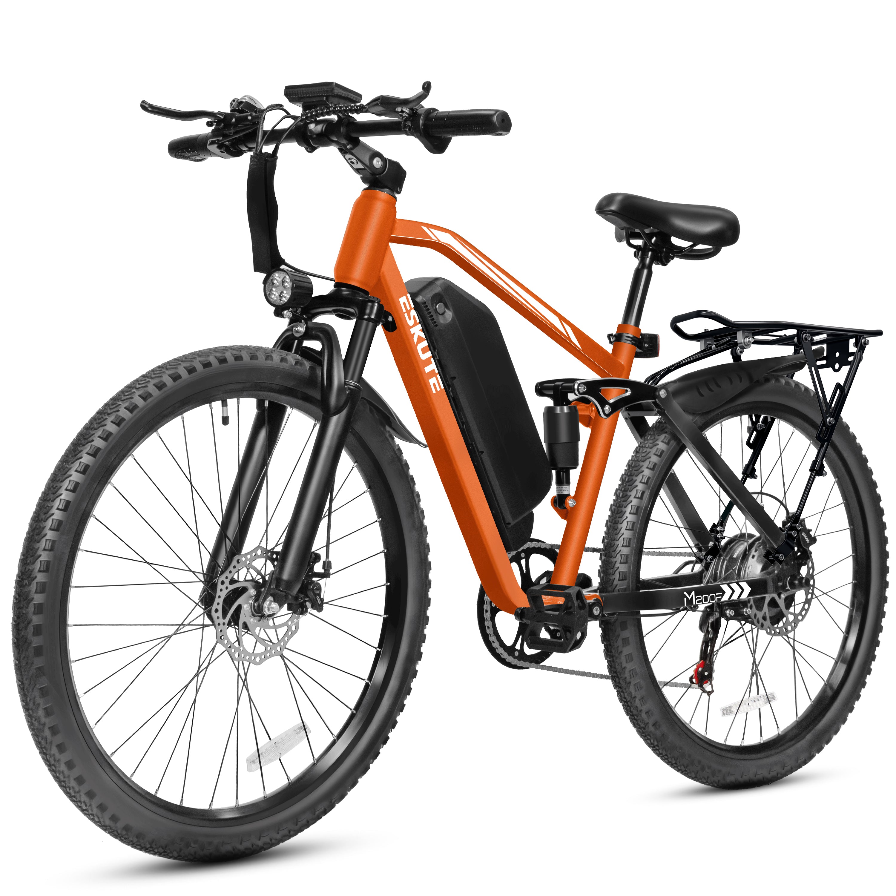 ESKUTE M200F Electric Bike for Adults, 27.5" Mountain E-Bike, 1500W Peak Brushless Motor 20+ MPH, 48V 20.8Ah Up to 80 Miles Range, Full Suspension Step-Over Electric Bicycle Black