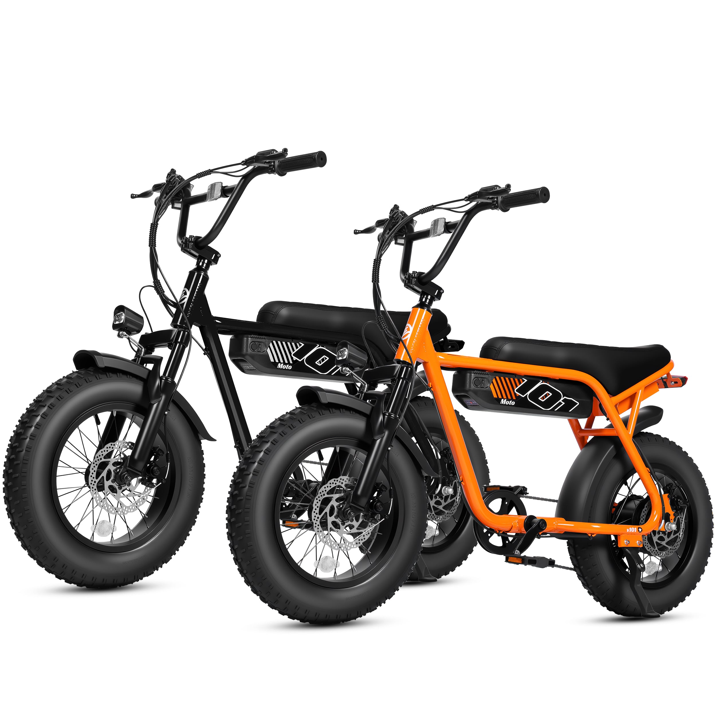 ESKUTE 2 Pcs V101 Electric Bike for Adults & Teens 750W Peak 1500W, 28MPH, 48V 13Ah Battery, 16"x4.0" Fat Tire E-Bike, 7-Speed, Front Suspension, All-Terrain Ebike Black & Black