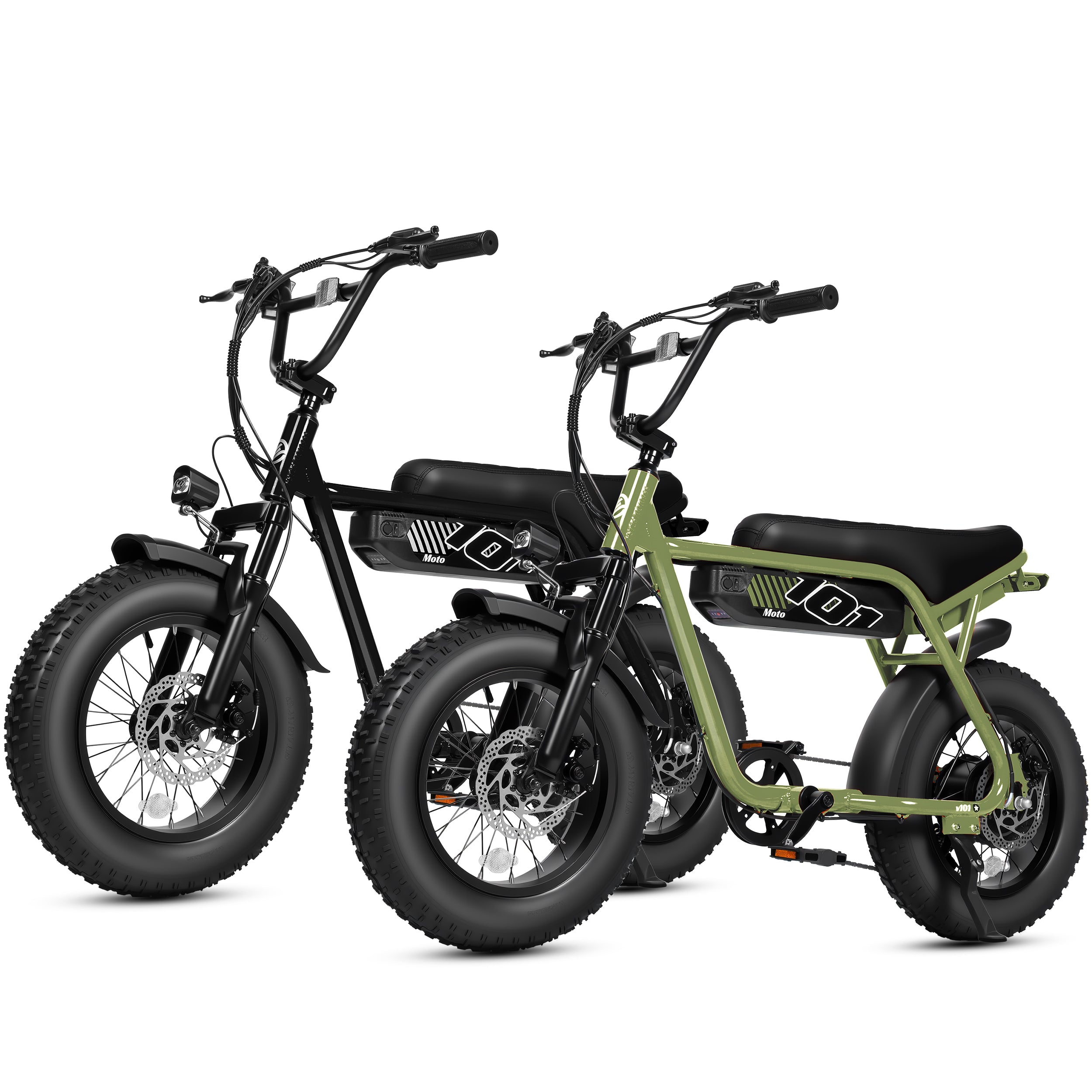 ESKUTE 2 Pcs V101 Electric Bike for Adults & Teens 750W Peak 1500W, 28MPH, 48V 13Ah Battery, 16"x4.0" Fat Tire E-Bike, 7-Speed, Front Suspension, All-Terrain Ebike Black & Black