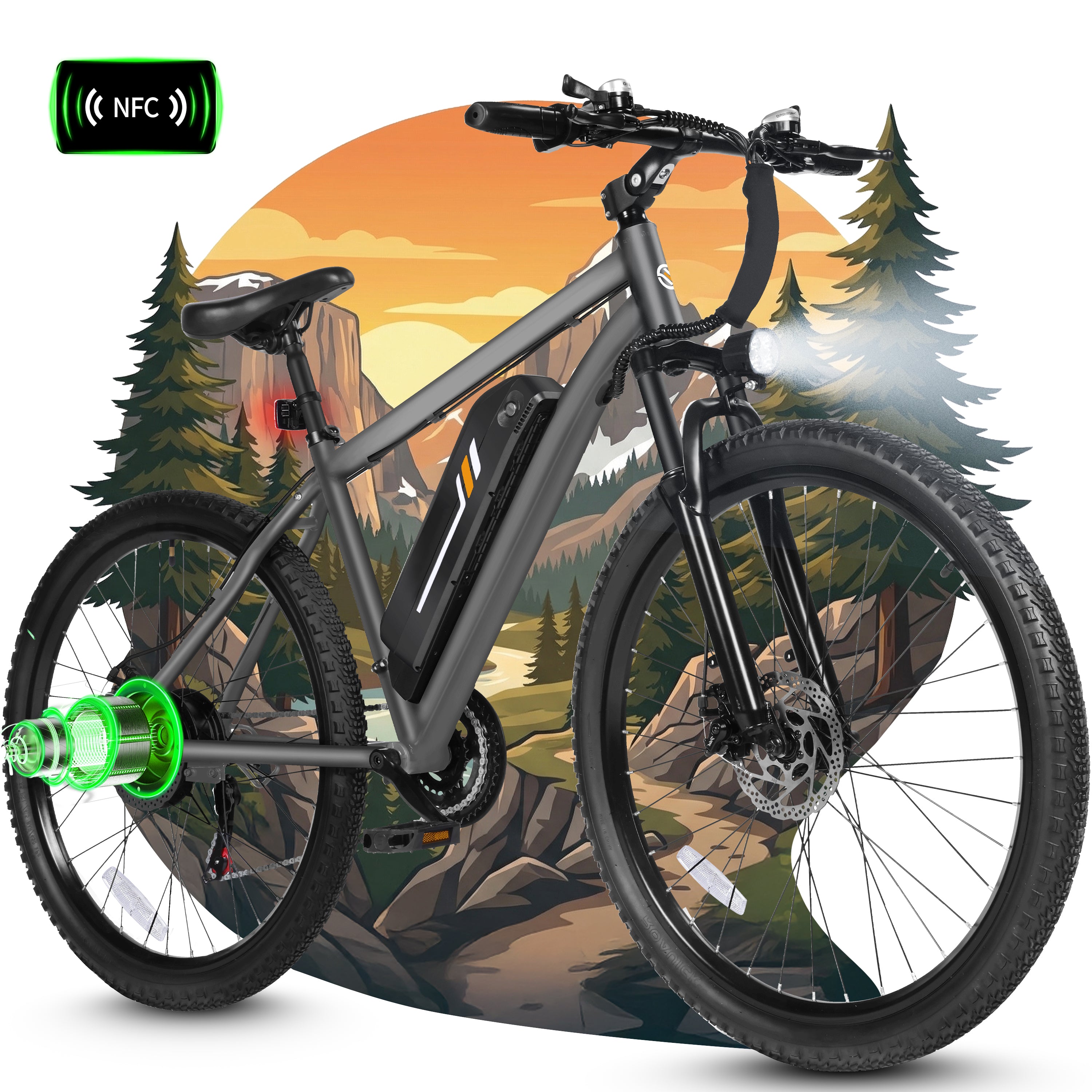 M200P-750W Electric Bike for Adults, 27.5” Mountain E-Bike, 21-Speed, 750W Peak Brushless Motor, 19MPH, 48V 13Ah Removable Battery, NFC Unlock, Step-Over Design Black