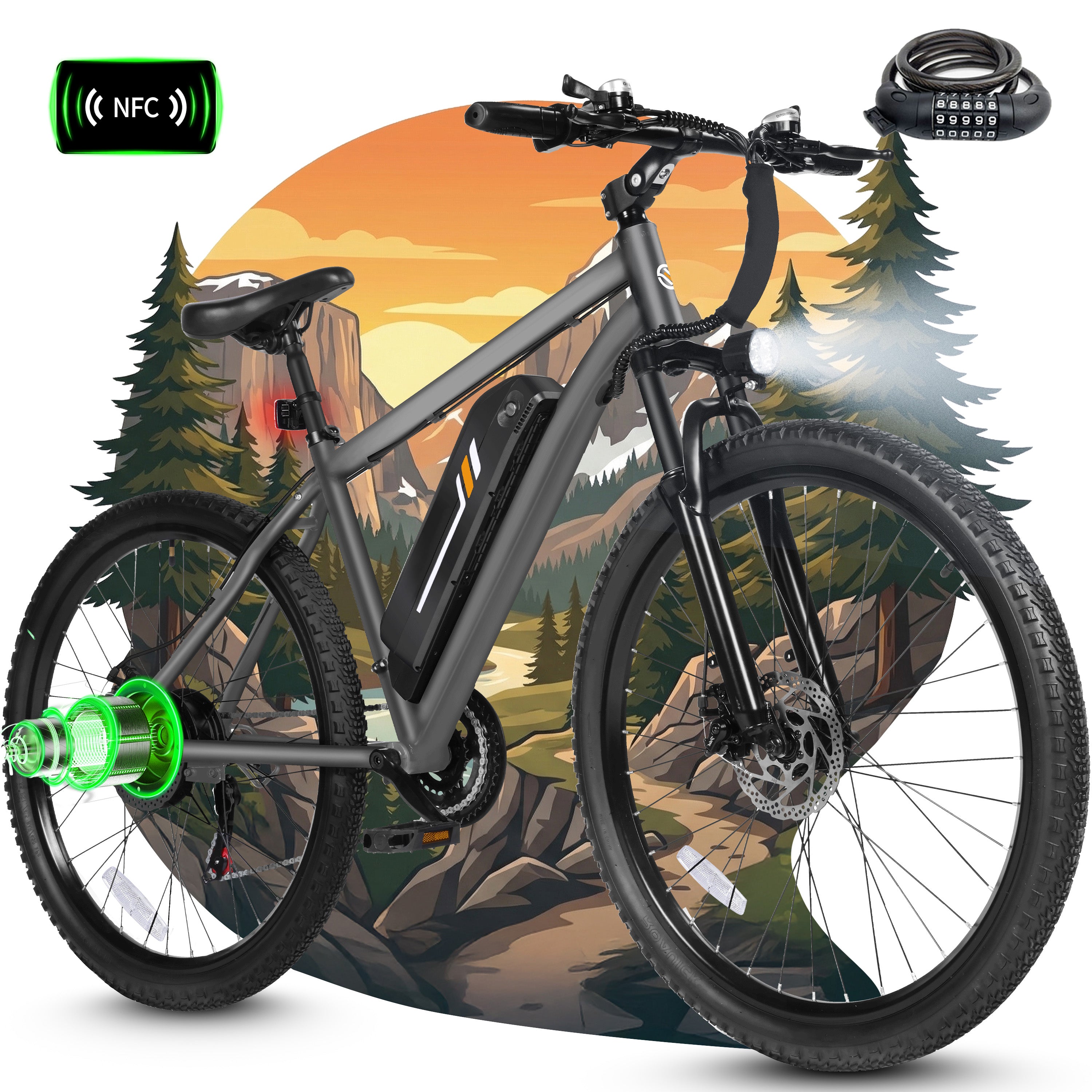 M200P-750W Electric Bike for Adults, 27.5” Mountain E-Bike, 21-Speed, 750W Peak Brushless Motor, 19MPH, 48V 13Ah Removable Battery, NFC Unlock, Step-Over Design Black