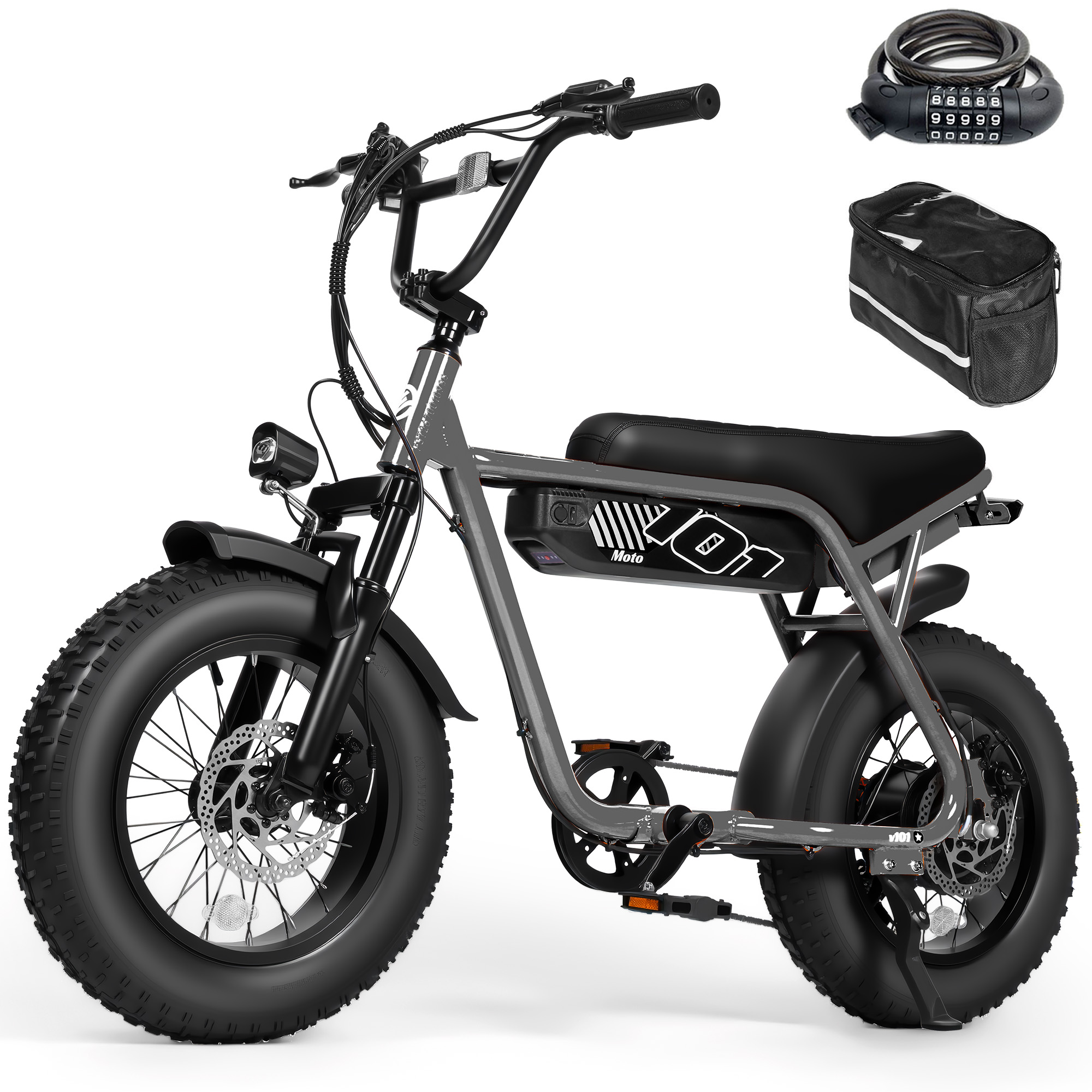 V101 Electric Bike for Adults & Teens – 28 MPH, 750W (Peak 1500W), 48V 13Ah Battery, 16"x4.0" Fat Tires, 7-Speed, Dual Suspension, Rugged All-Terrain E-Bike, Black