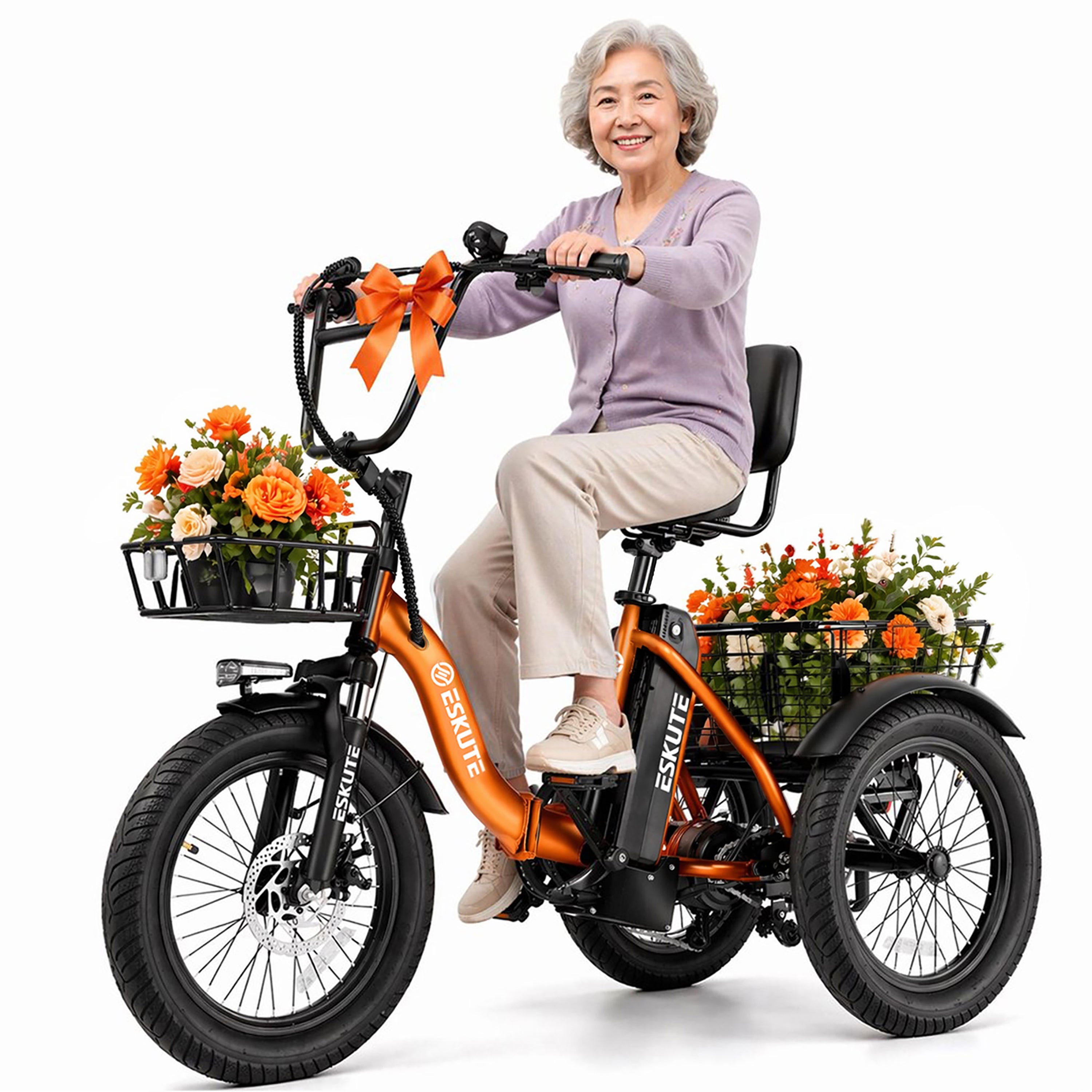 T300D Electric Tricycle for Adults, 1200W Peak Motor, Up to 55 Miles Range, 624Wh Removable Battery, Folding 3-Wheel Ebike with 18x3.0 Fat Tires, Step-Through Black