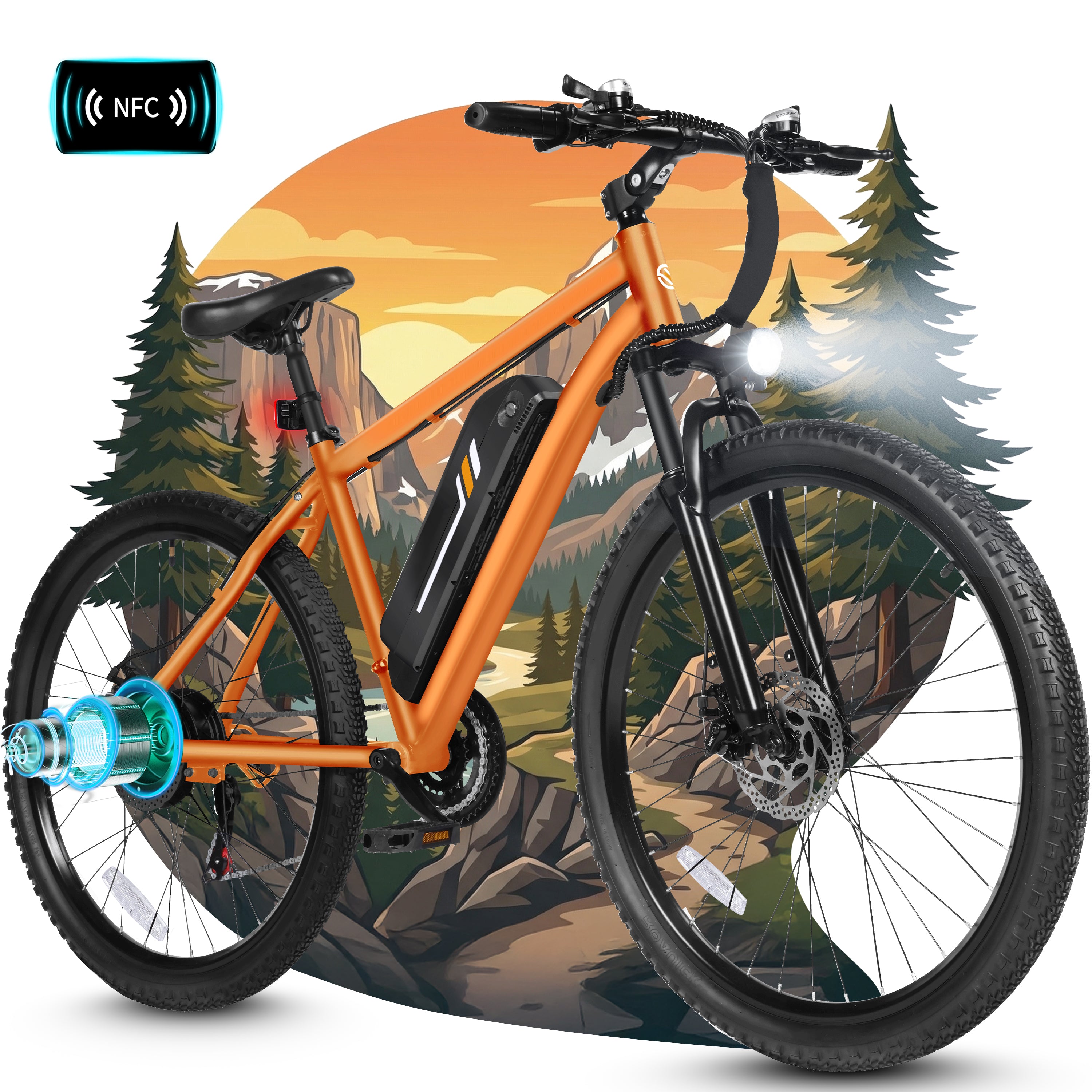 M200P-750W Electric Bike for Adults, 27.5” Mountain E-Bike, 21-Speed, 750W Peak Brushless Motor, 19MPH, 48V 13Ah Removable Battery, NFC Unlock, Step-Over Design Black