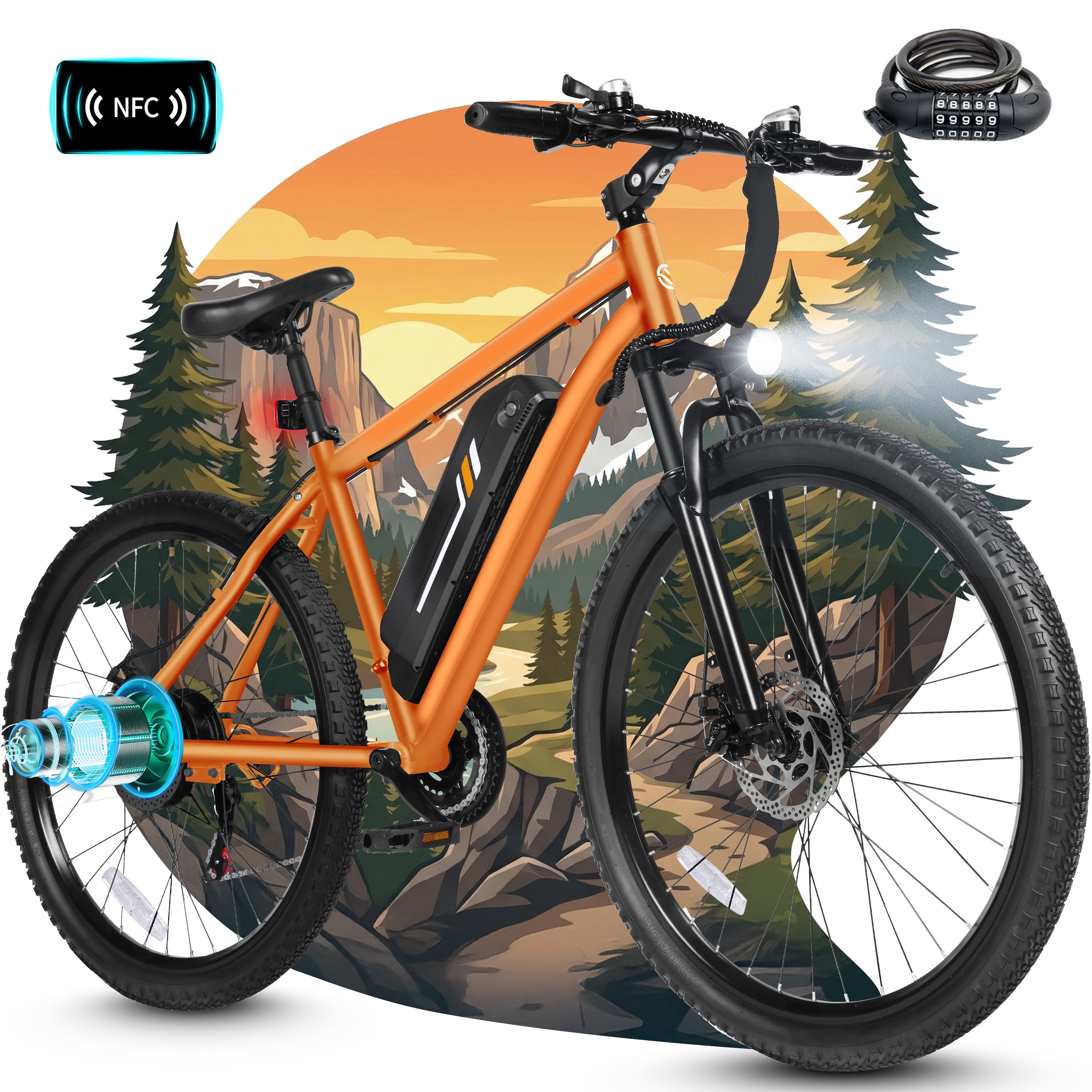 M200P-750W Electric Bike for Adults, 27.5” Mountain E-Bike, 21-Speed, 750W Peak Brushless Motor, 19MPH, 48V 13Ah Removable Battery, NFC Unlock, Step-Over Design Black