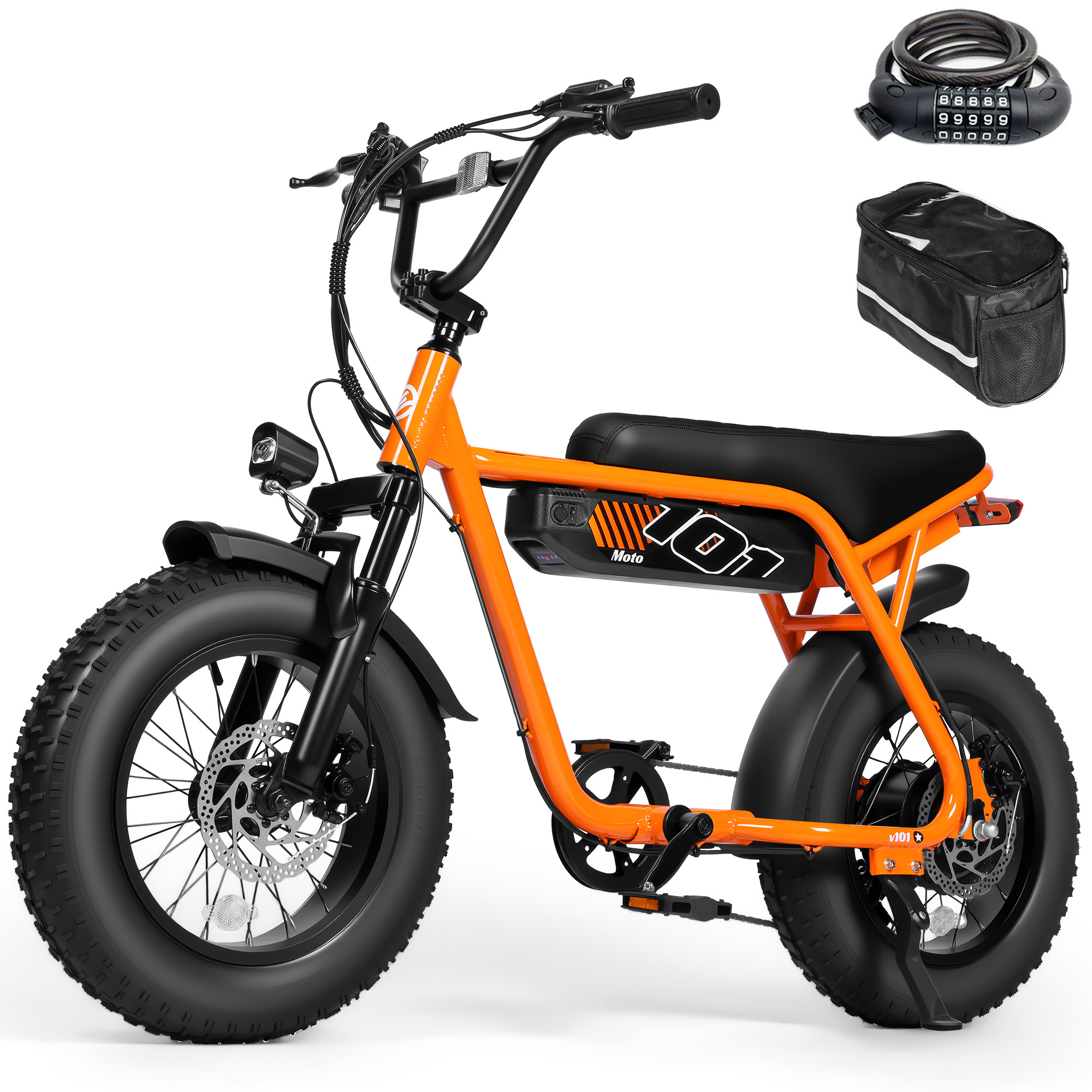 V101 Electric Bike for Adults & Teens – 28 MPH, 750W (Peak 1500W), 48V 13Ah Battery, 16"x4.0" Fat Tires, 7-Speed, Dual Suspension, Rugged All-Terrain E-Bike, Black