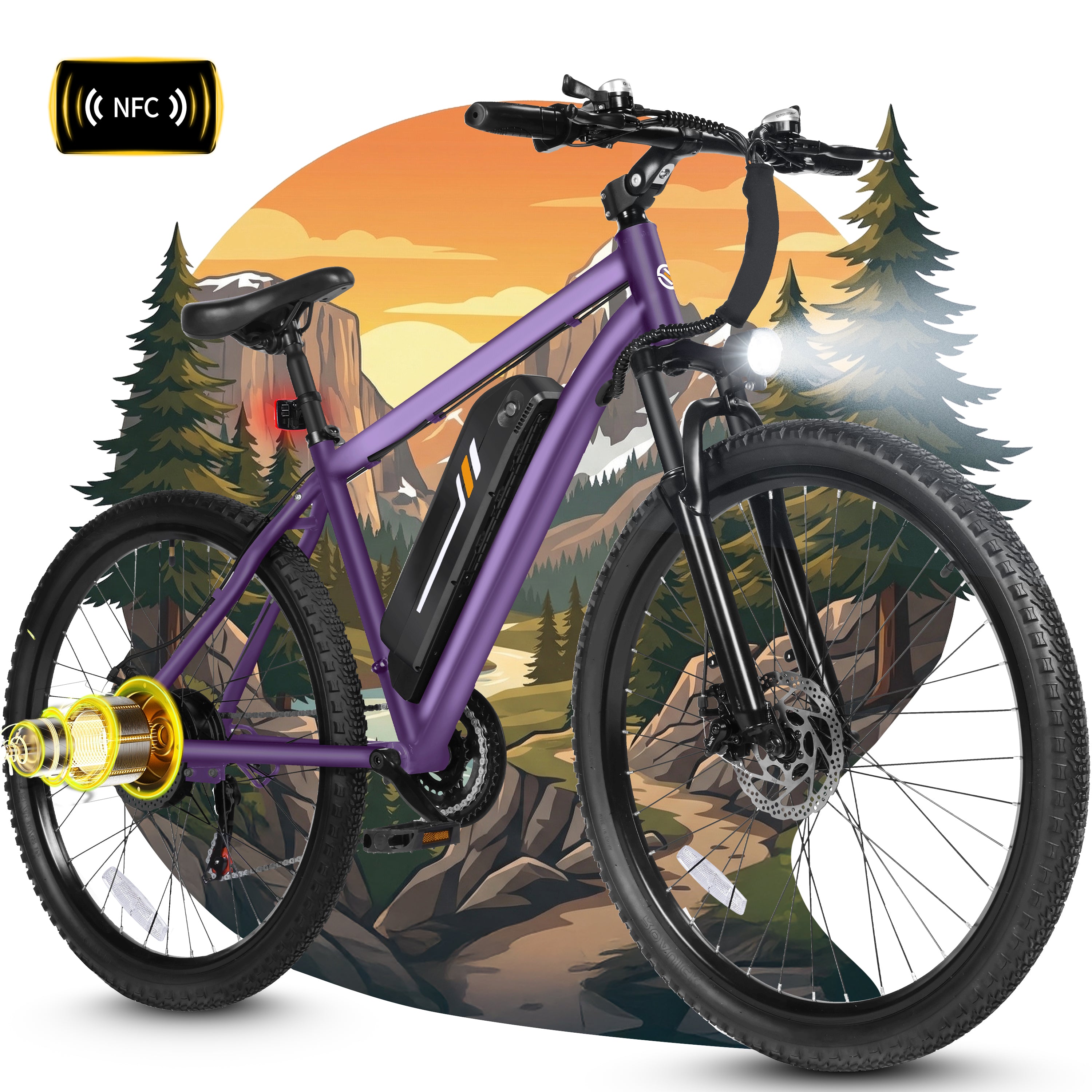 M200P-750W Electric Bike for Adults, 27.5” Mountain E-Bike, 21-Speed, 750W Peak Brushless Motor, 19MPH, 48V 13Ah Removable Battery, NFC Unlock, Step-Over Design Black