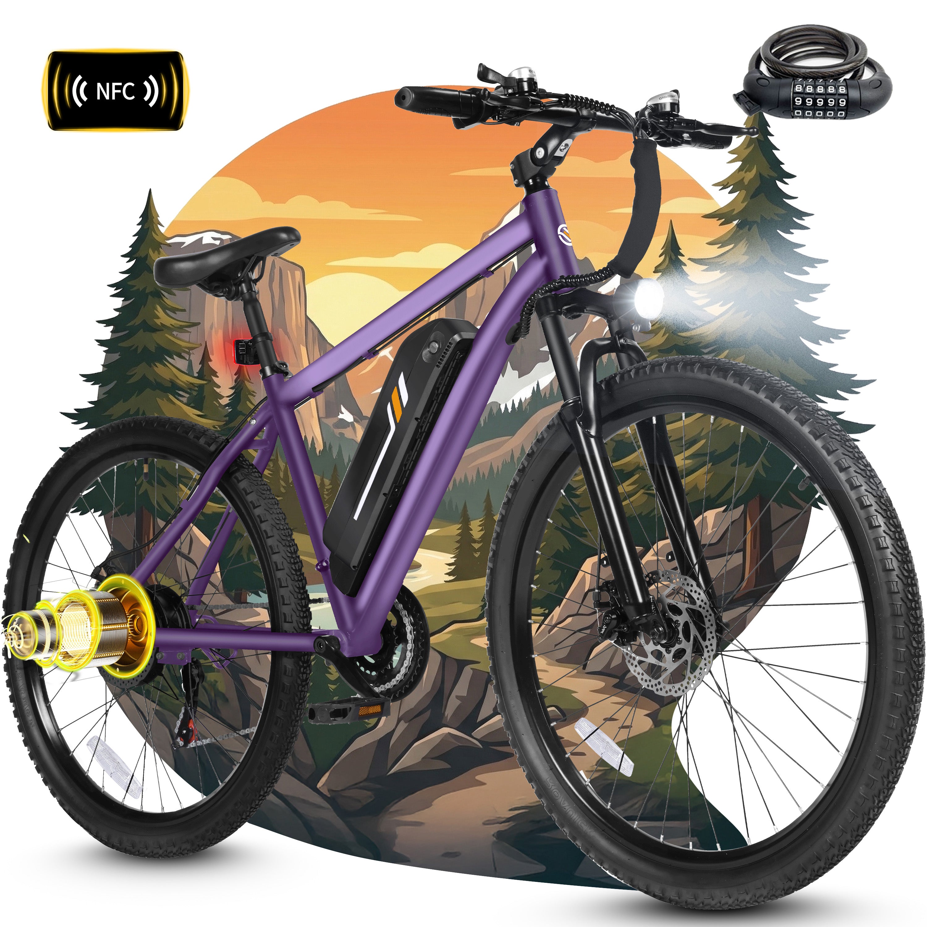 M200P-750W Electric Bike for Adults, 27.5” Mountain E-Bike, 21-Speed, 750W Peak Brushless Motor, 19MPH, 48V 13Ah Removable Battery, NFC Unlock, Step-Over Design Black