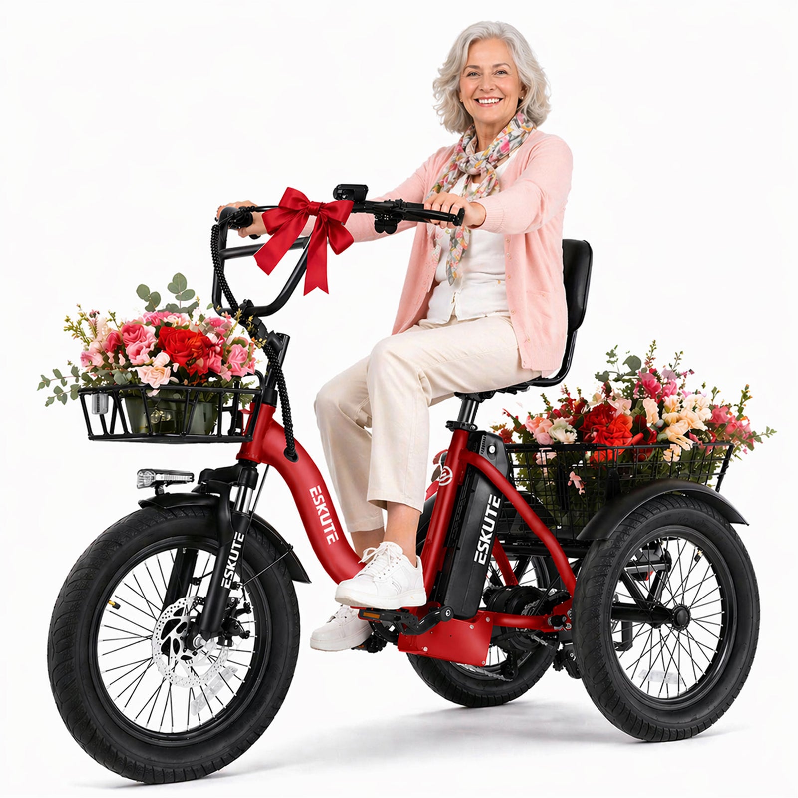 T300D Electric Tricycle for Adults, 1200W Peak Motor, Up to 55 Miles Range, 624Wh Removable Battery, Folding 3-Wheel Ebike with 18x3.0 Fat Tires, Step-Through Black
