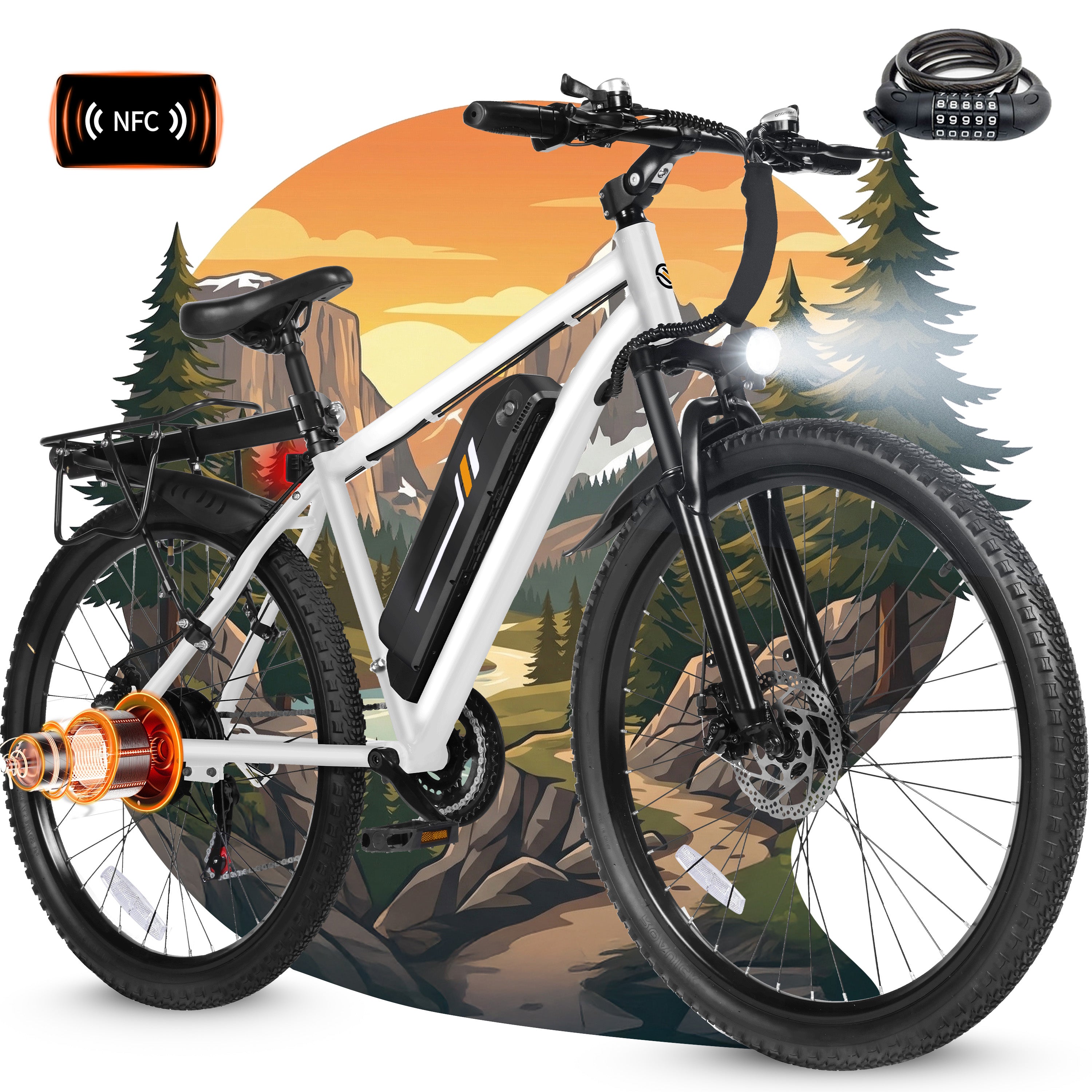 M200P-750W Electric Bike for Adults, 27.5” Mountain E-Bike, 21-Speed, 750W Peak Brushless Motor, 19MPH, 48V 13Ah Removable Battery, NFC Unlock, Step-Over Design Black