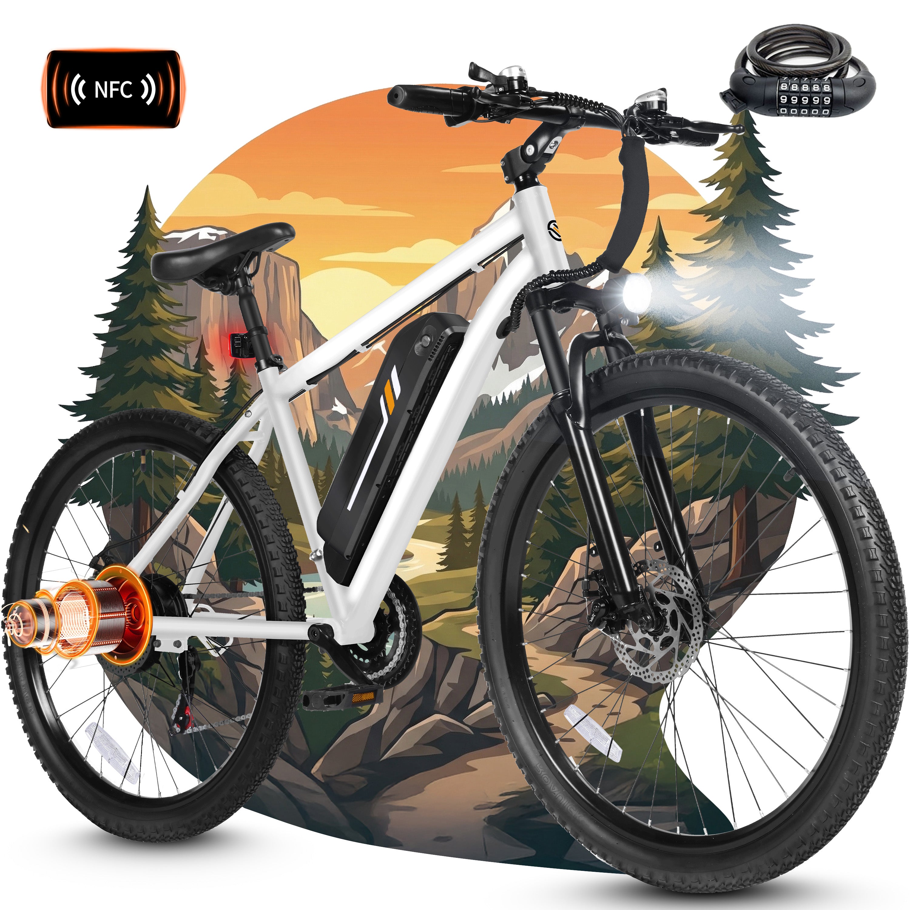 M200P-750W Electric Bike for Adults, 27.5” Mountain E-Bike, 21-Speed, 750W Peak Brushless Motor, 19MPH, 48V 13Ah Removable Battery, NFC Unlock, Step-Over Design Black