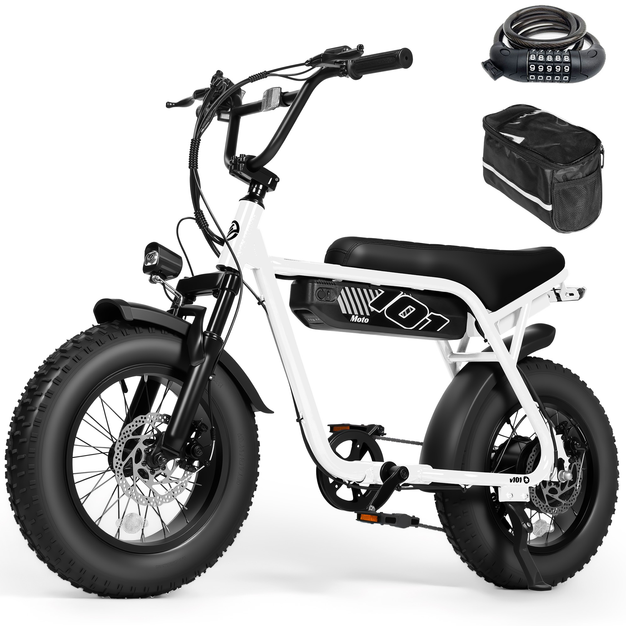 V101 Electric Bike for Adults & Teens – 28 MPH, 750W (Peak 1500W), 48V 13Ah Battery, 16"x4.0" Fat Tires, 7-Speed, Dual Suspension, Rugged All-Terrain E-Bike, Black