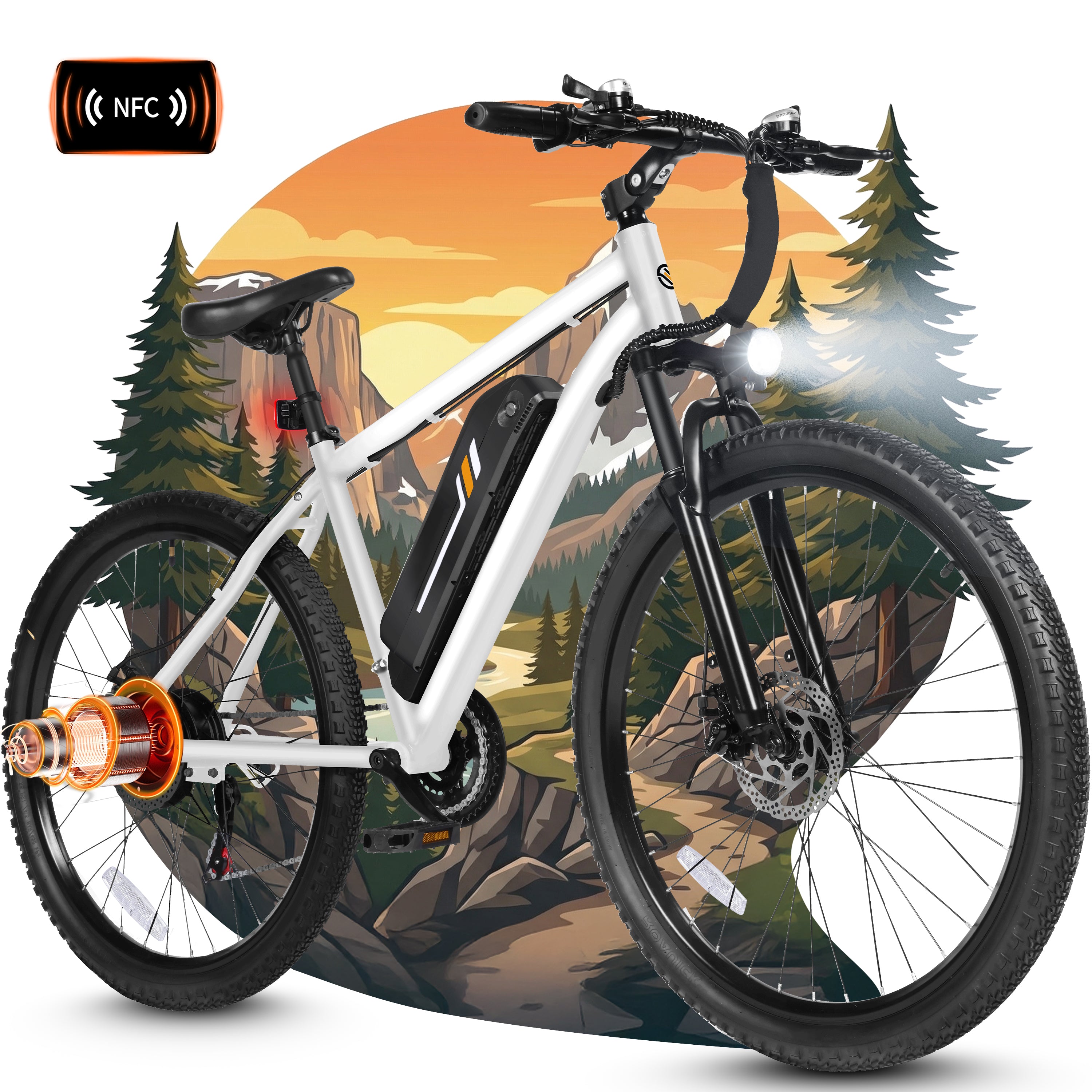 M200P-750W Electric Bike for Adults, 27.5” Mountain E-Bike, 21-Speed, 750W Peak Brushless Motor, 19MPH, 48V 13Ah Removable Battery, NFC Unlock, Step-Over Design Black